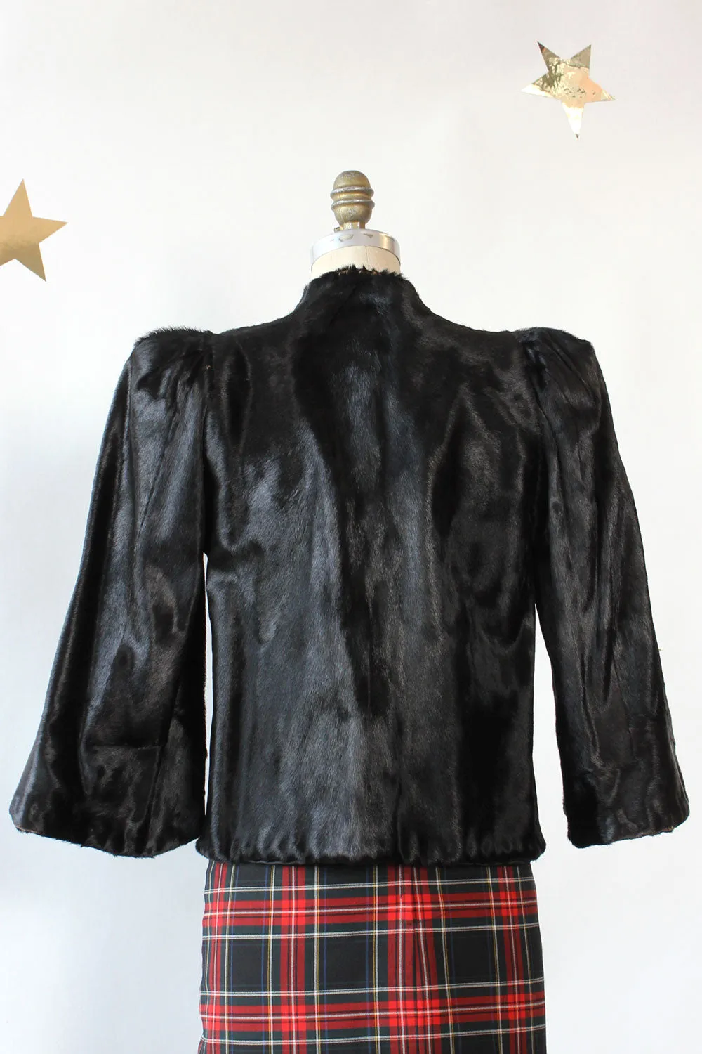 1940s Sharp Shoulder Ponyskin Jacket XS/S