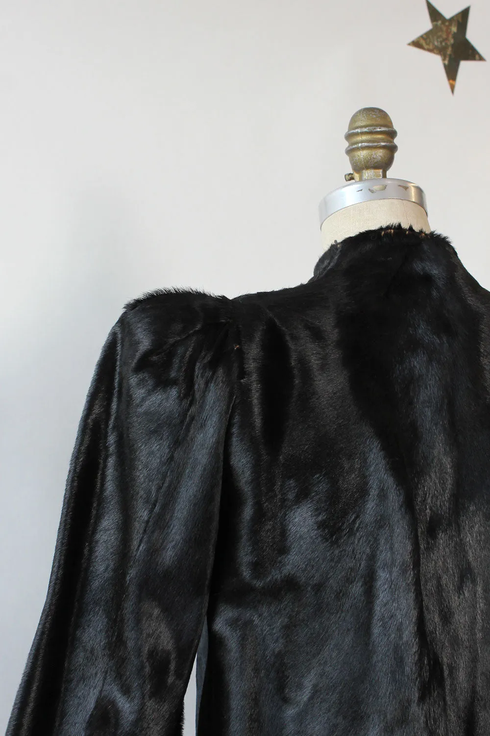 1940s Sharp Shoulder Ponyskin Jacket XS/S