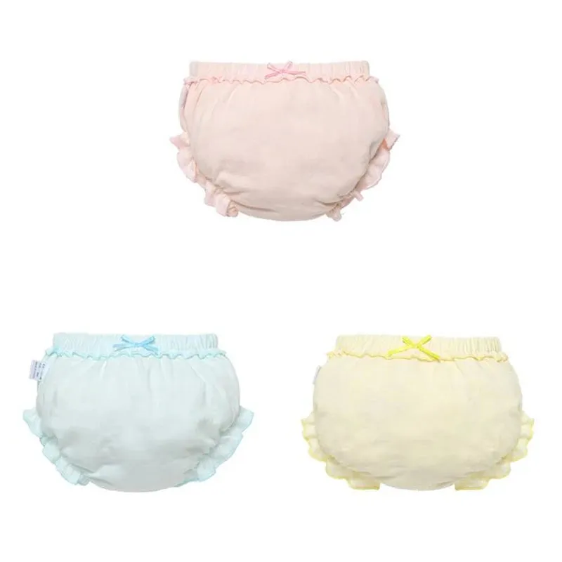 3 Piece/Lot Baby 100%Cotton Panties Kids Girl Infant Newborn Fashion Solid Bow Striped Dots Underpants For Children Soft Briefs