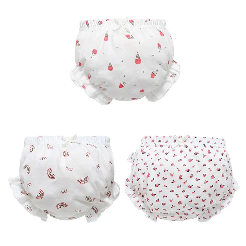 3 Piece/Lot Baby 100%Cotton Panties Kids Girl Infant Newborn Fashion Solid Bow Striped Dots Underpants For Children Soft Briefs