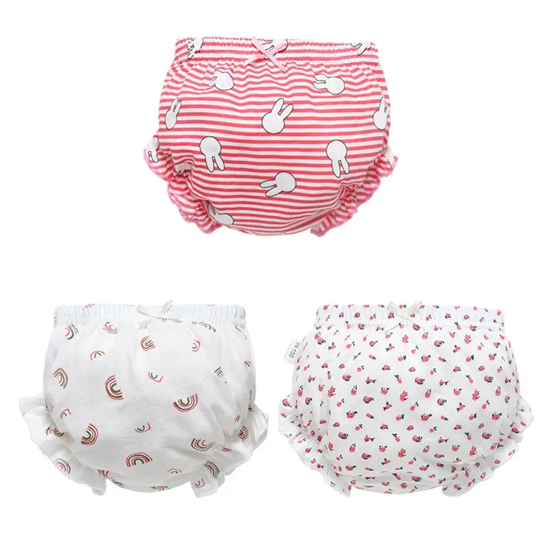 3 Piece/Lot Baby 100%Cotton Panties Kids Girl Infant Newborn Fashion Solid Bow Striped Dots Underpants For Children Soft Briefs