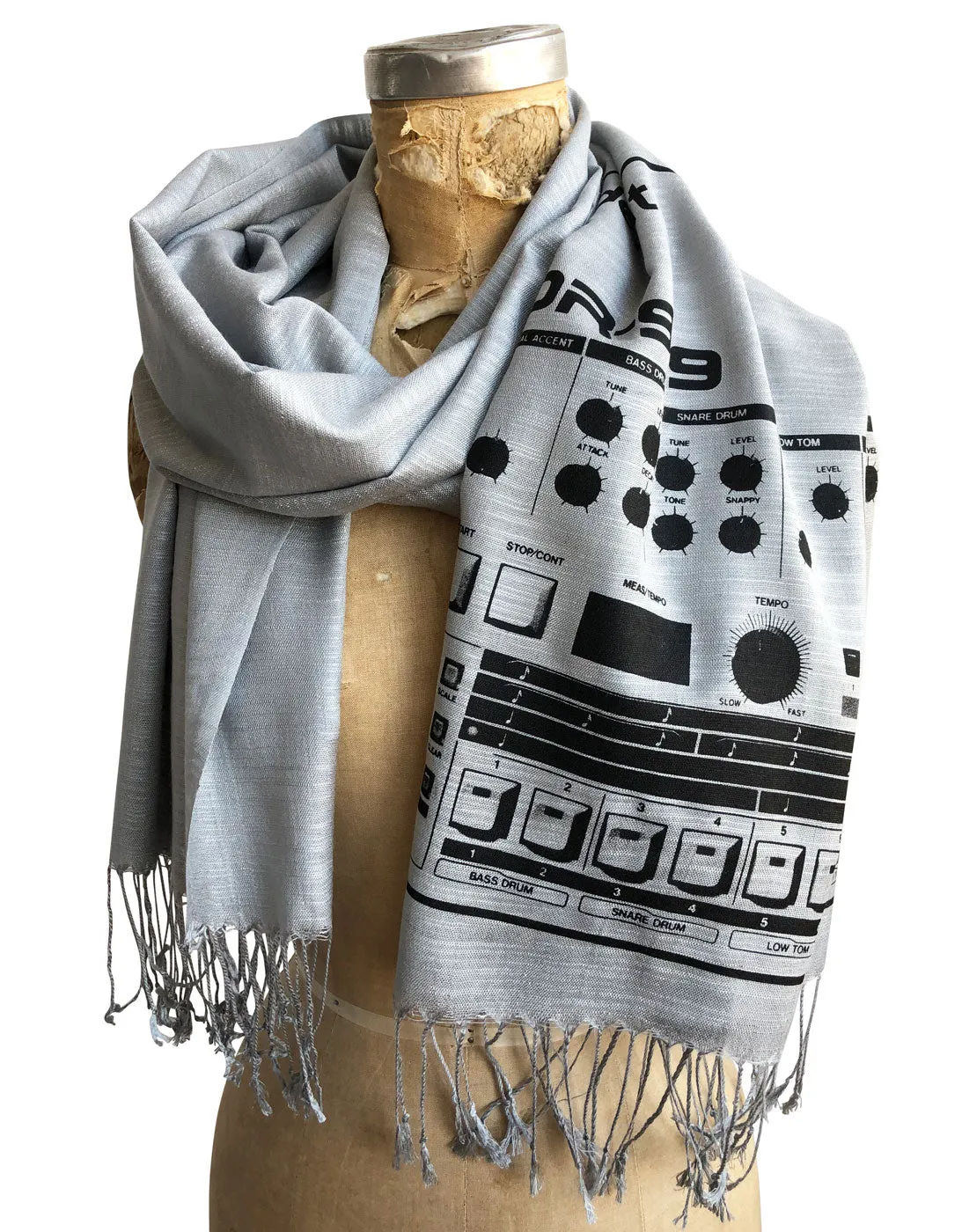 909 Drum Sequencer Scarf, Detroit DR-909 Linen-Weave Pashmina