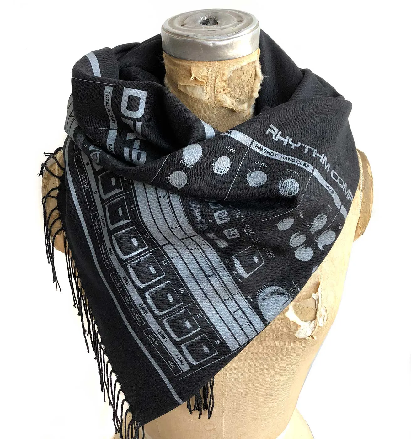 909 Drum Sequencer Scarf, Detroit DR-909 Linen-Weave Pashmina