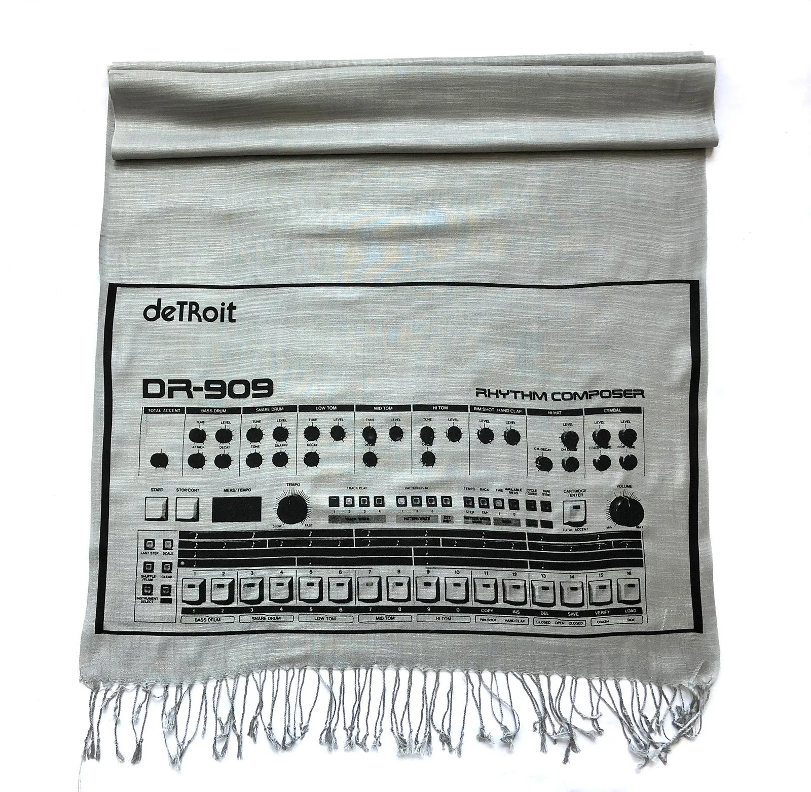 909 Drum Sequencer Scarf, Detroit DR-909 Linen-Weave Pashmina