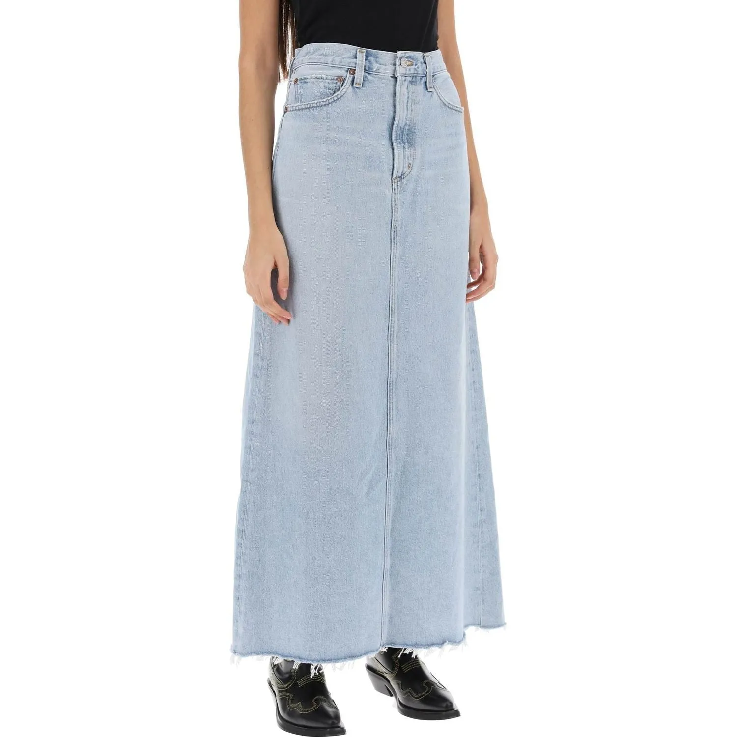 Agolde hilla maxi skirt in denim