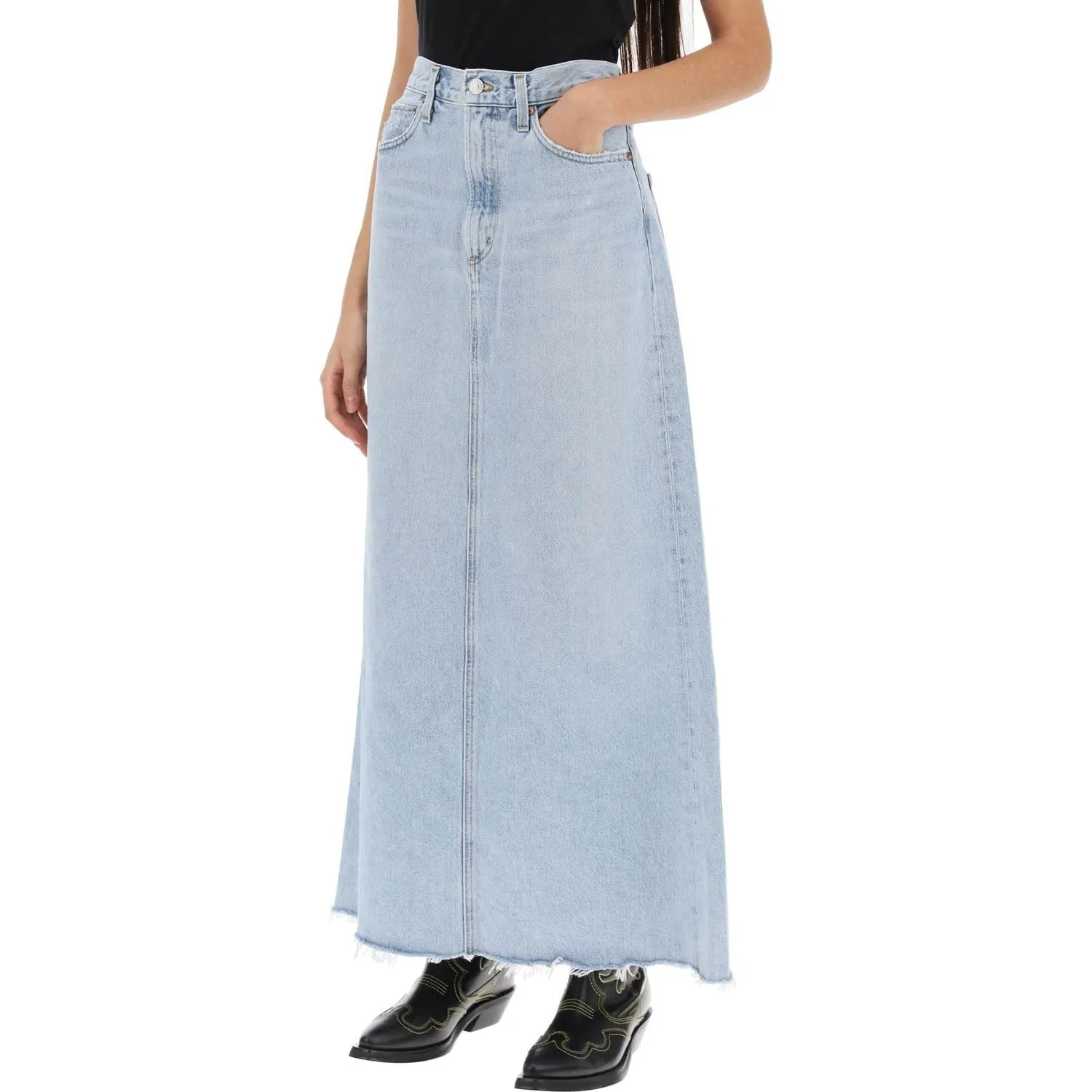 Agolde hilla maxi skirt in denim