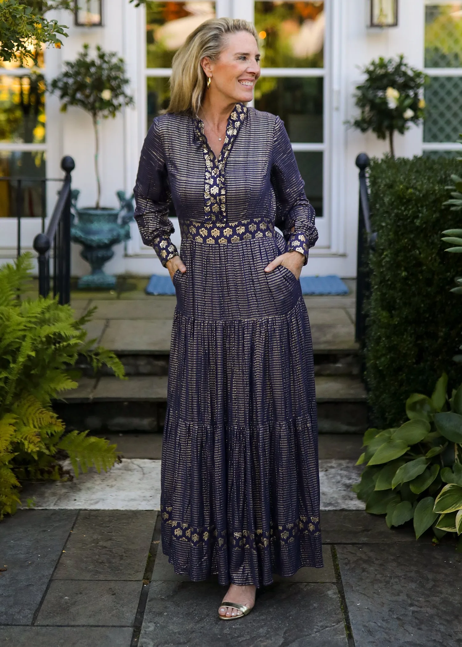 Annabelle Maxi - Navy Blue/Gold