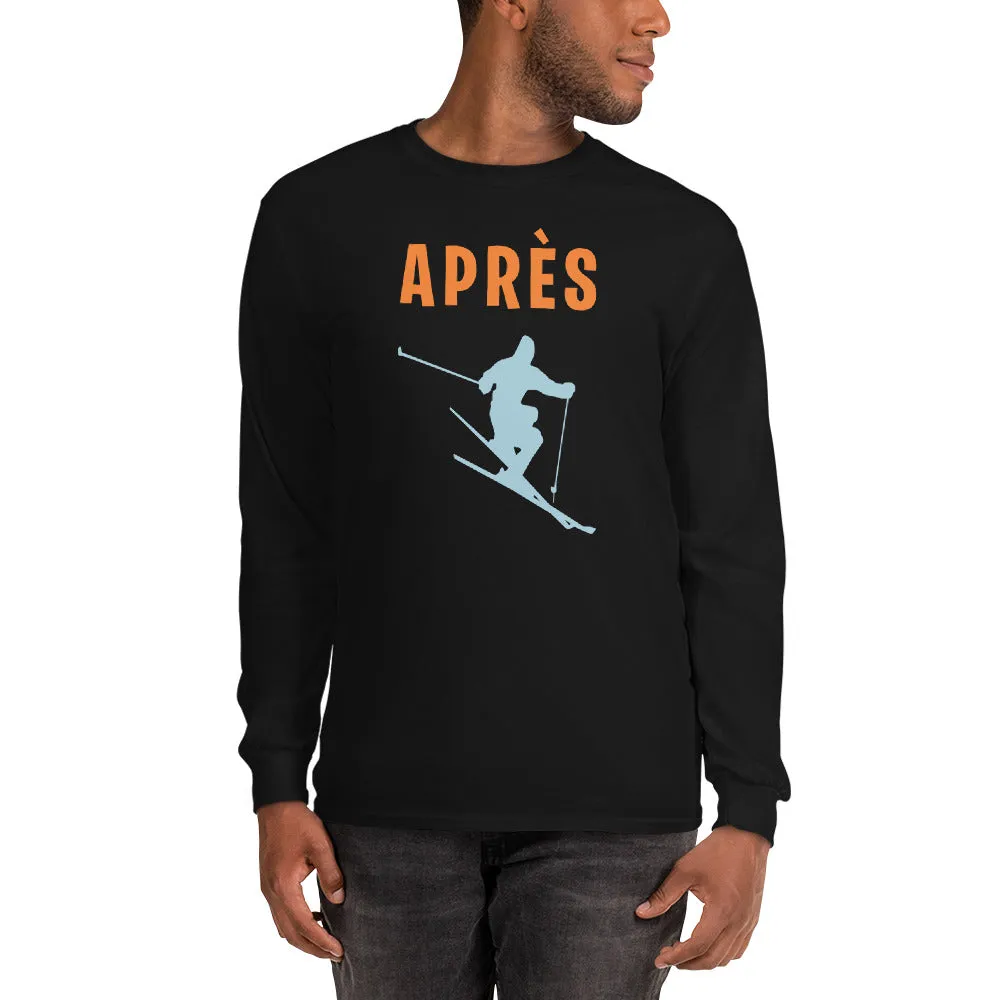 Apres ski Shirt, Winter Mountain Men Long Sleeve T-Shirt, Skiing Party Winter Sports Skier Tee Top Clothes