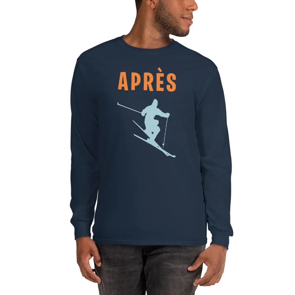 Apres ski Shirt, Winter Mountain Men Long Sleeve T-Shirt, Skiing Party Winter Sports Skier Tee Top Clothes