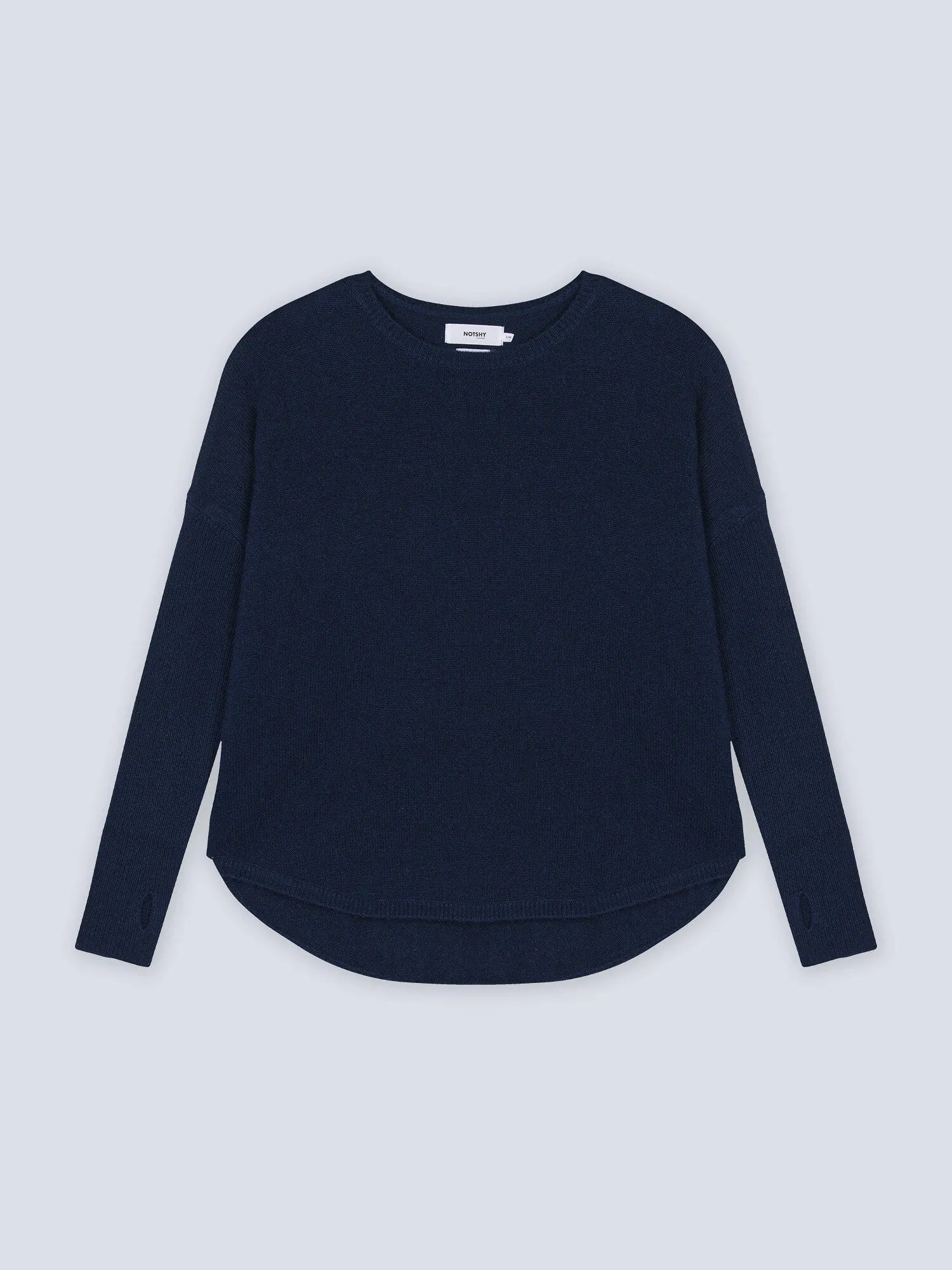 Arya Navy Cashmere Round Neck Poncho Jumper