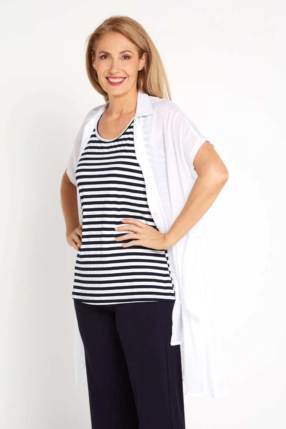 Basic Cotton Tank - Navy Stripe