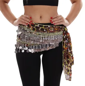 Belly Dance Chiffon 4 Straight Row Patterned Hip Scarf | DAZZLING DOTS