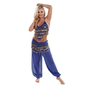 Belly Dance Harem Pants, Halter Top, & Hip Scarf Costume Set | THE BELLY DANCER