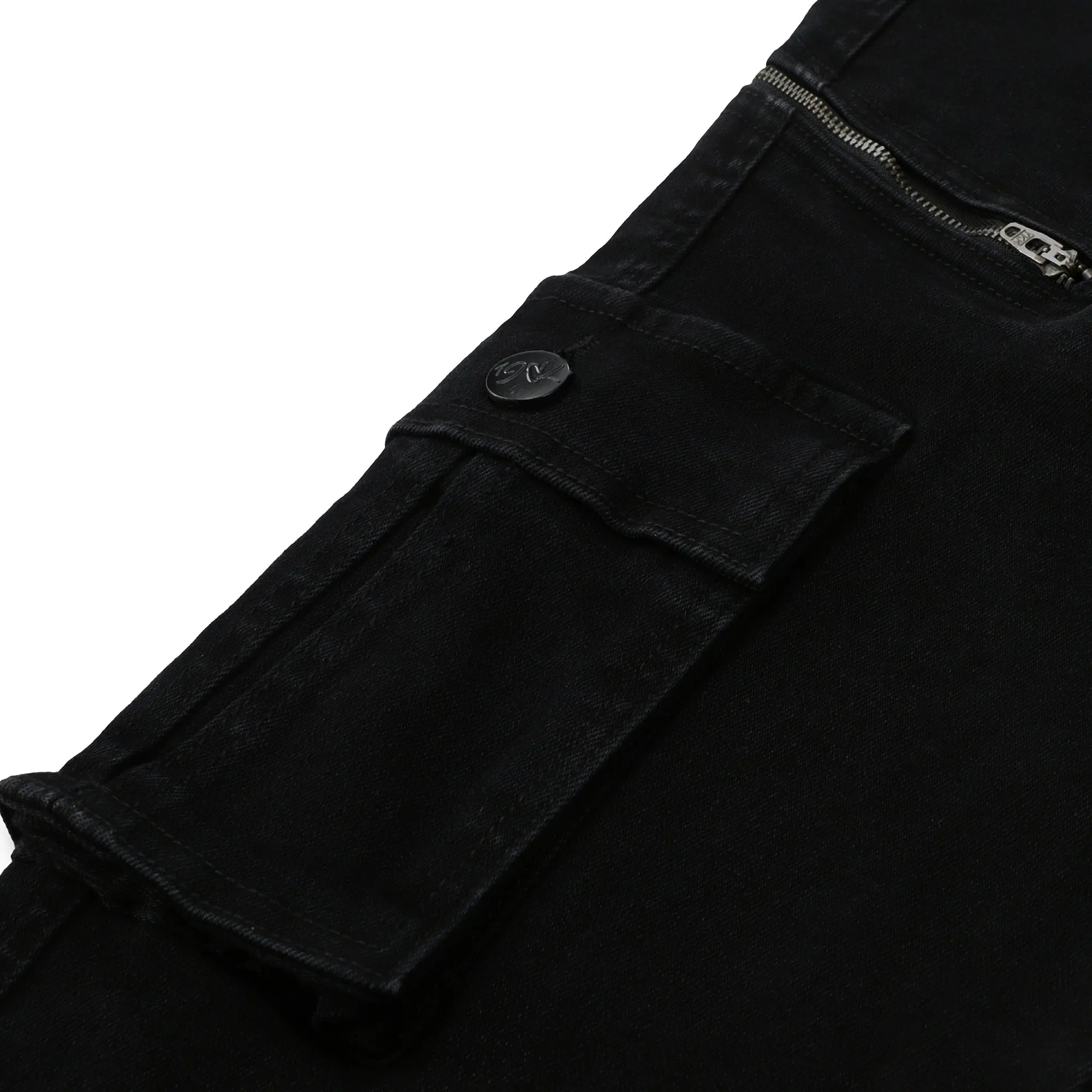 Black Cargo Denim Joggers