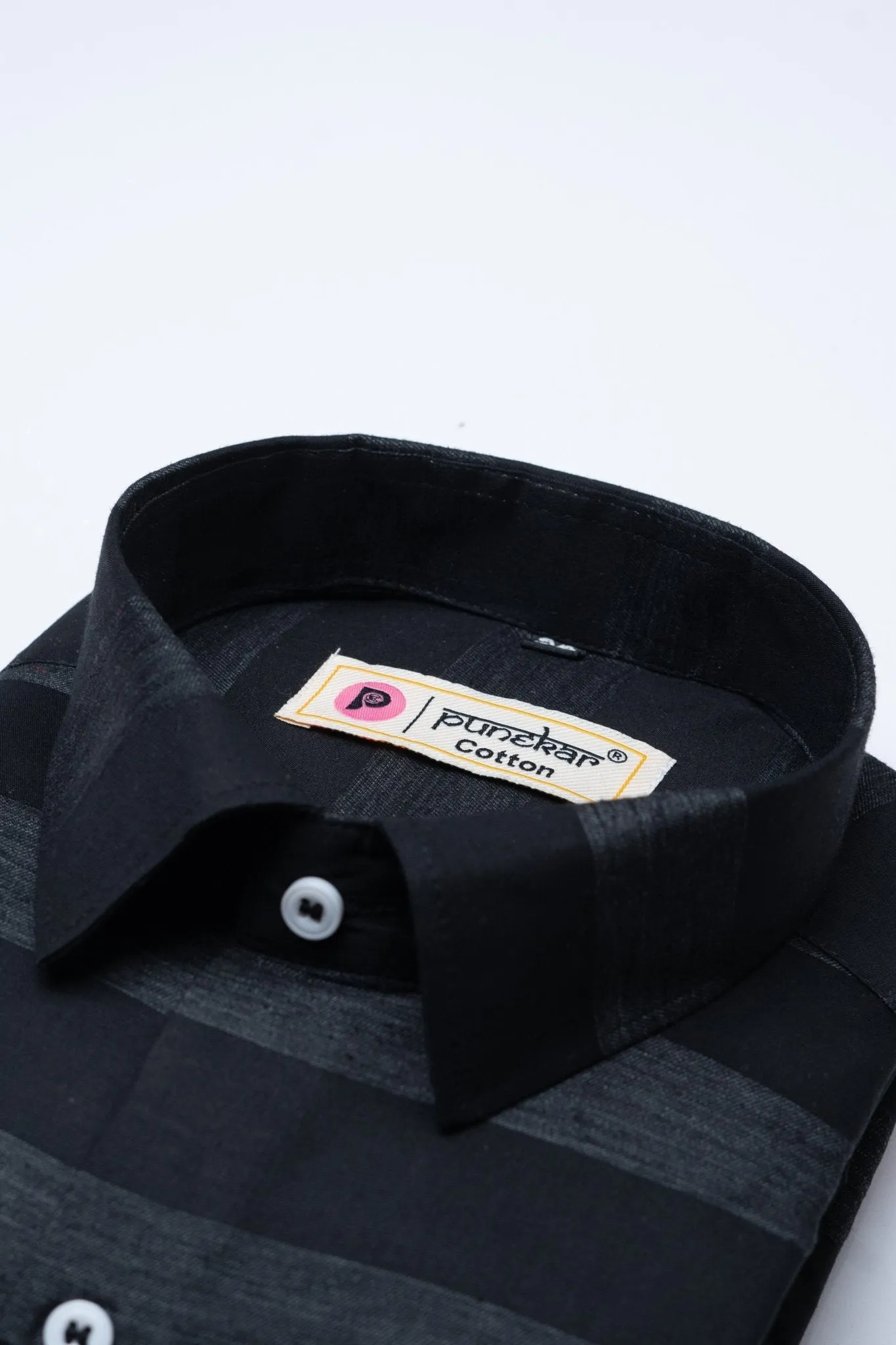 Black Color Cotton Stripe Shirt For Men