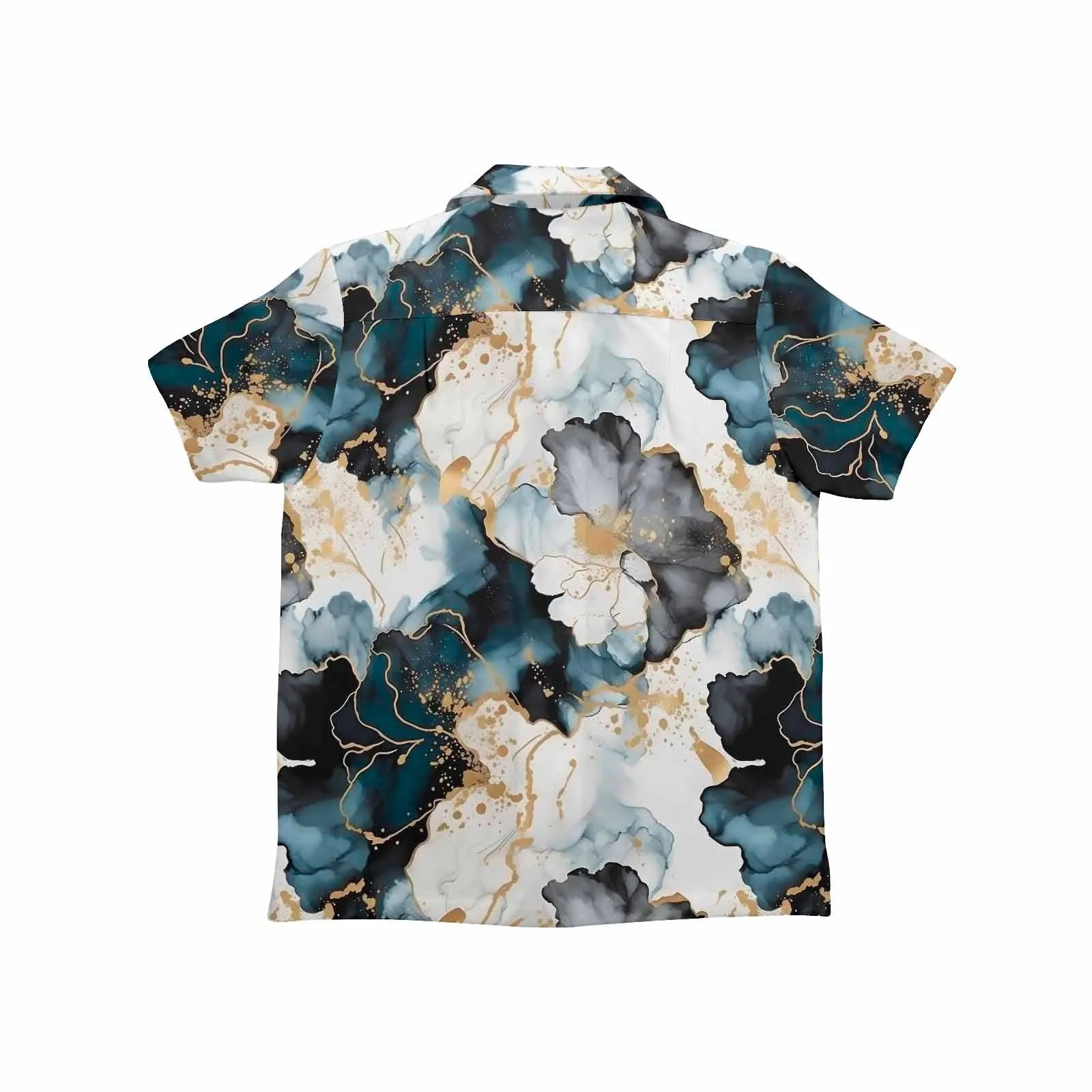 Black Ink Floral  Little Boys Hawaiian Shirt