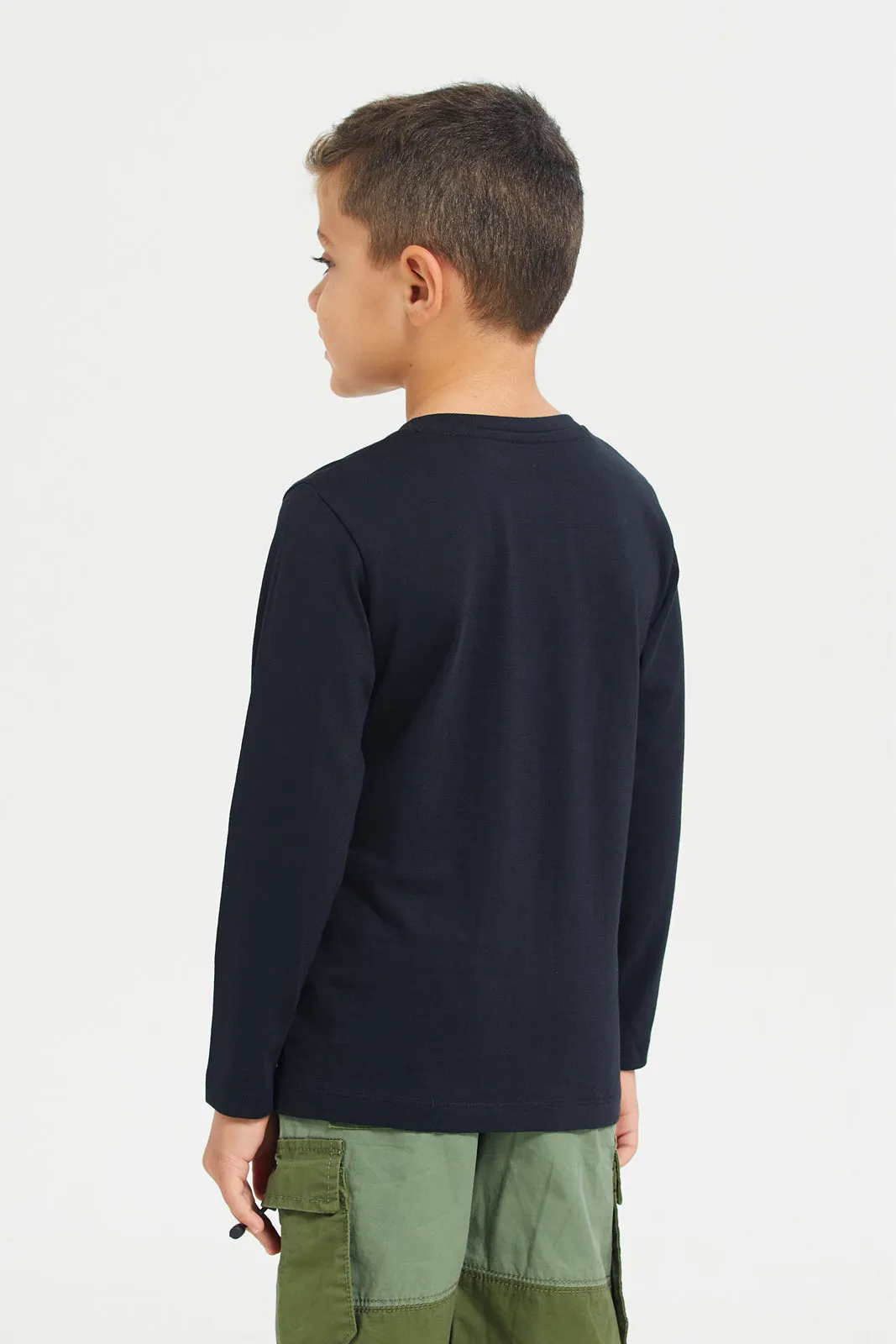 Black Long Sleeve Henley T-Shirt