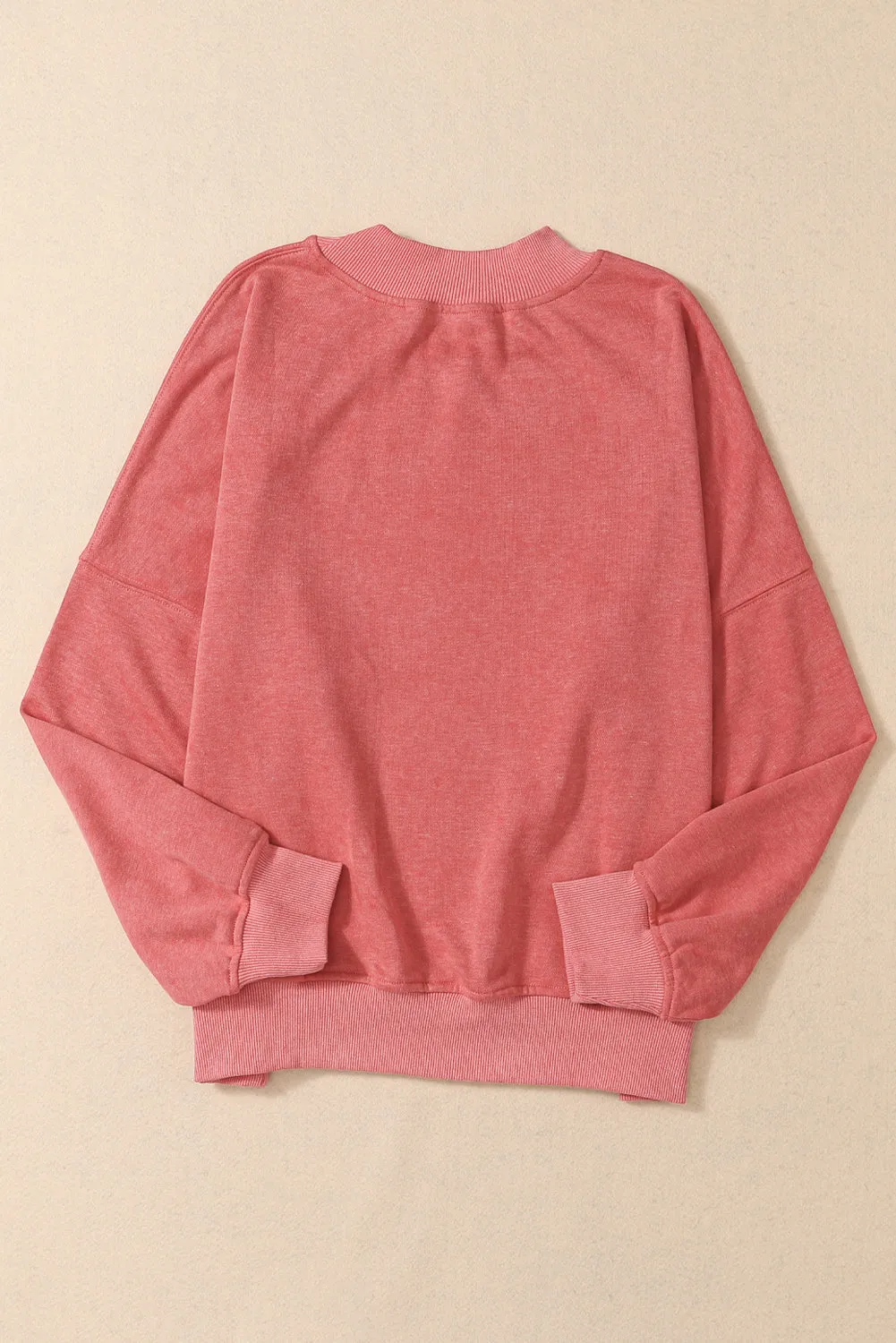 Black Plain Drop Shoulder Crew Neck Pullover Sweatshirt