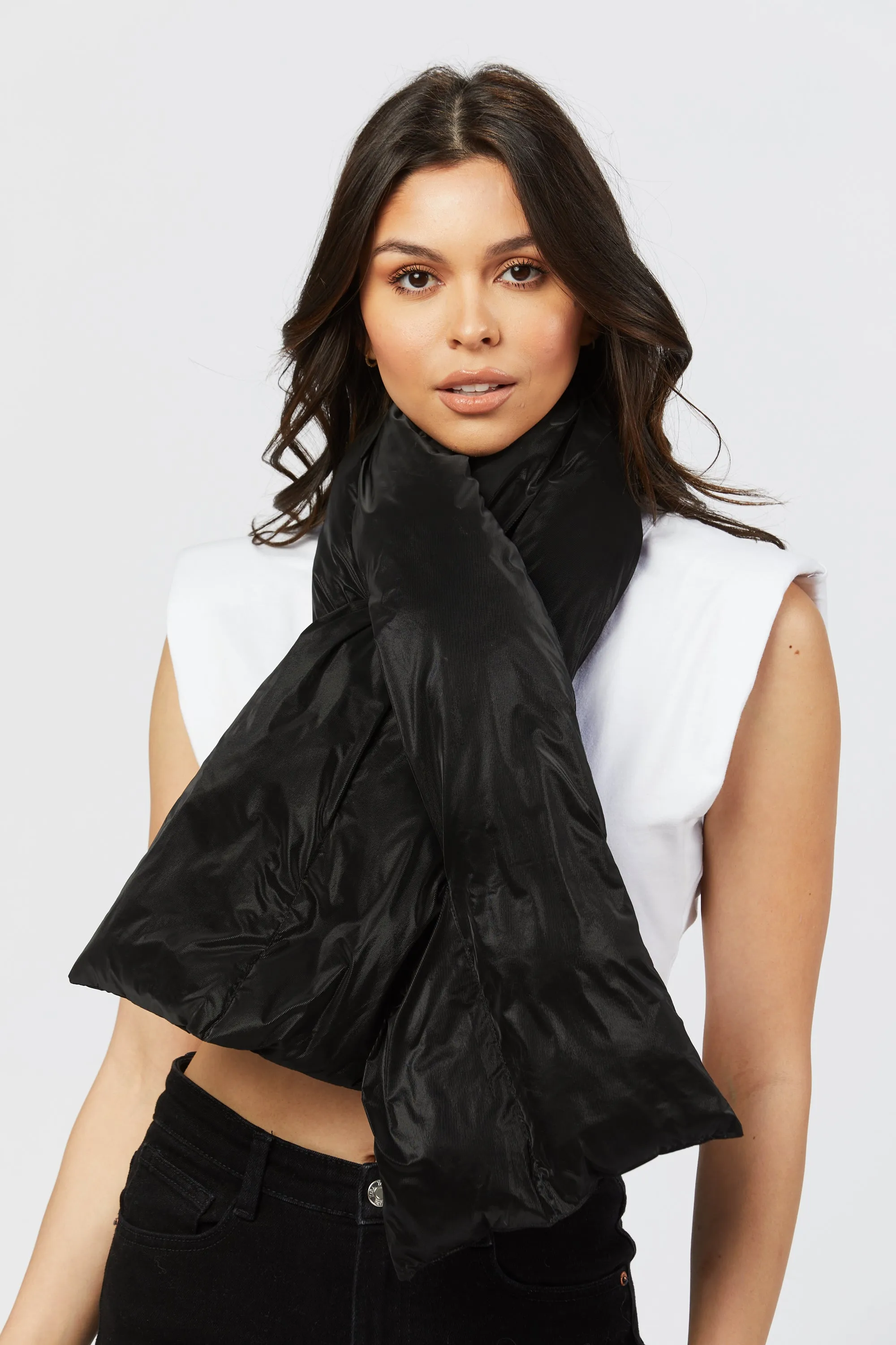 Black Puffer Scarf