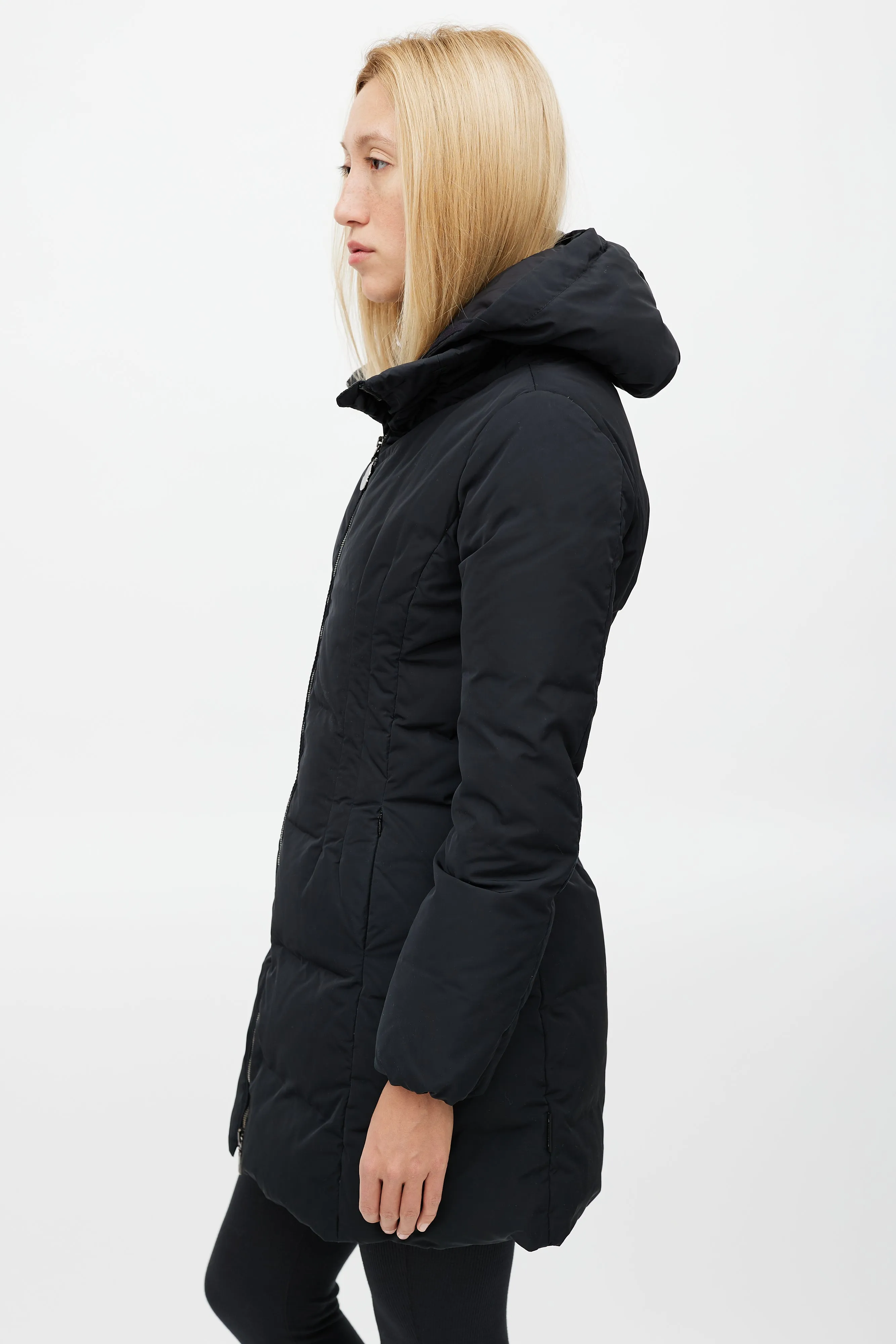 Black Renne Down Hooded Coat