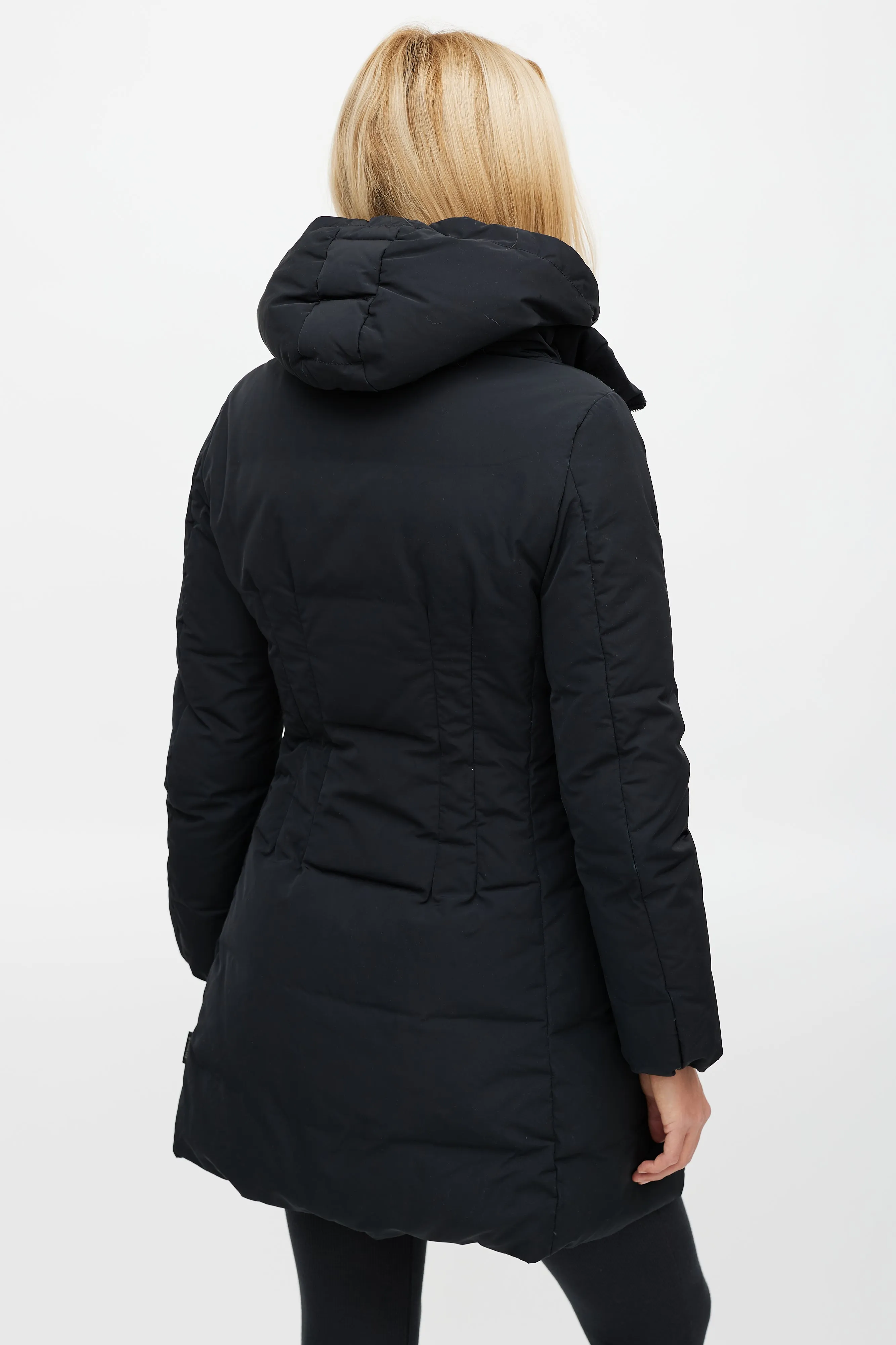 Black Renne Down Hooded Coat