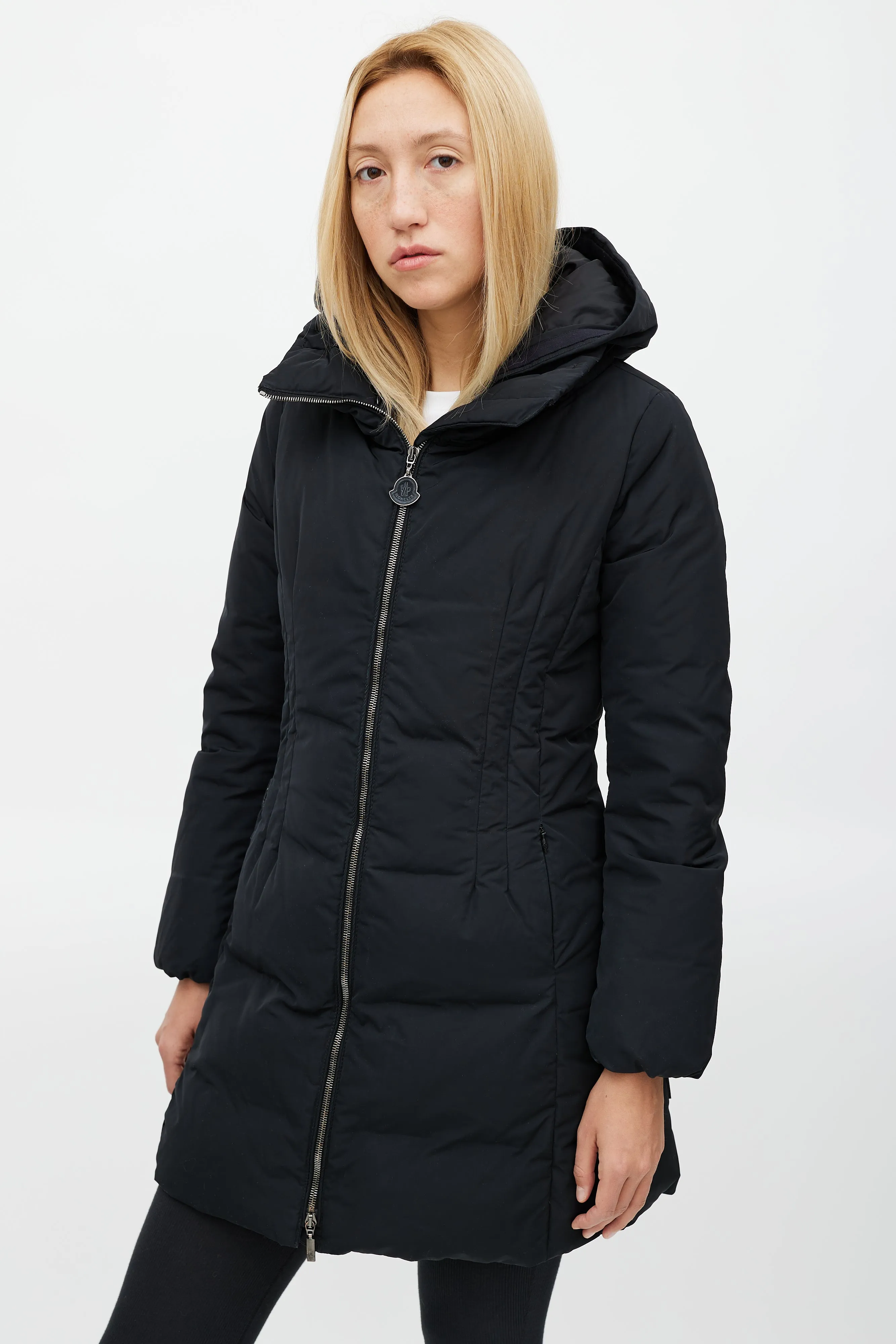 Black Renne Down Hooded Coat