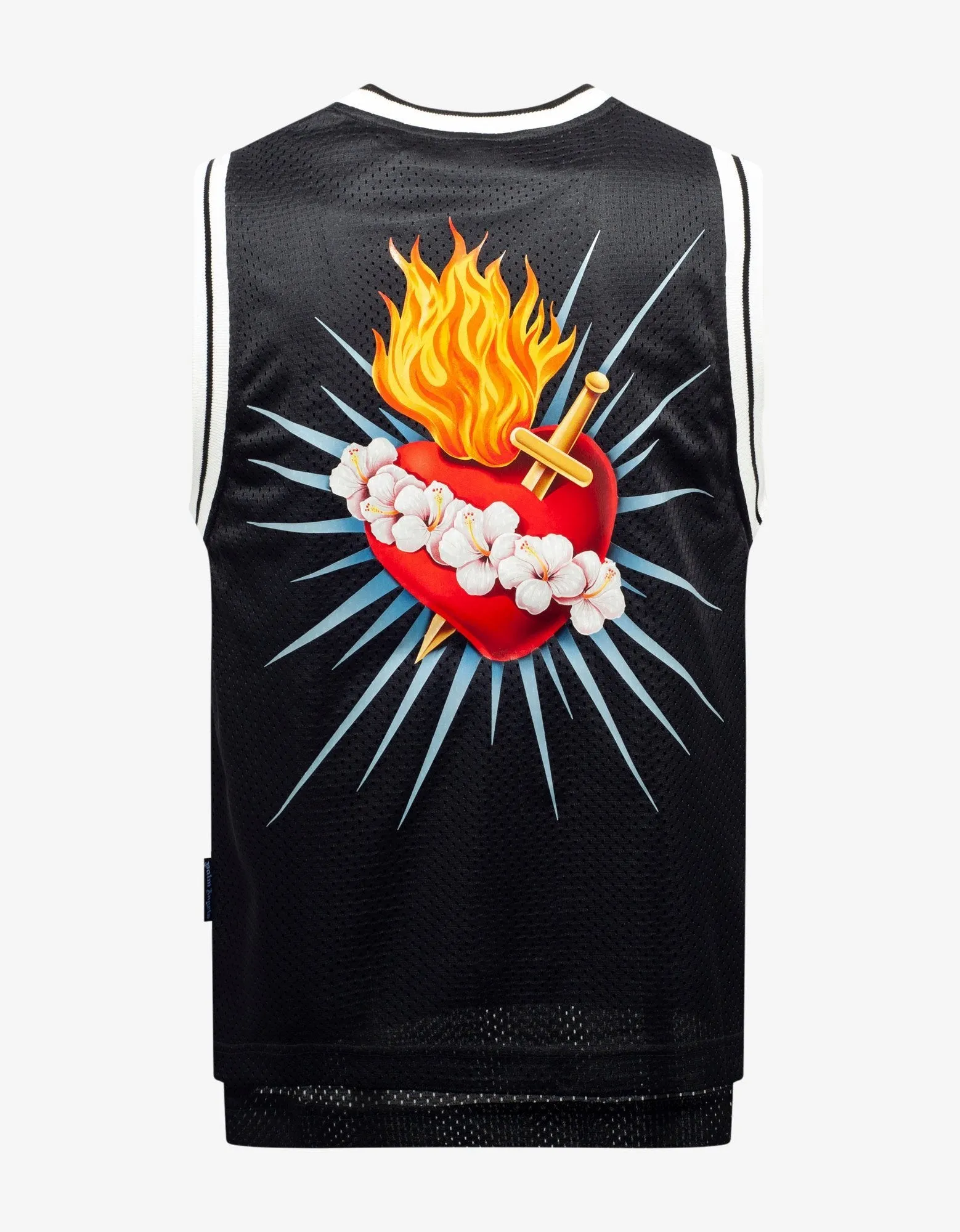 Black Sacred Heart Print Tank Top -