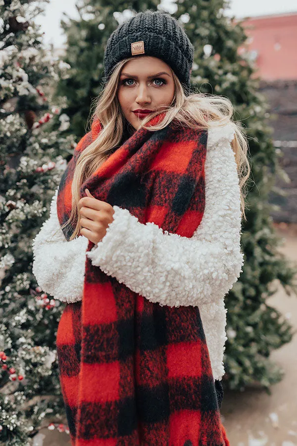 Bliss By The Fire Plaid Scarf In Red