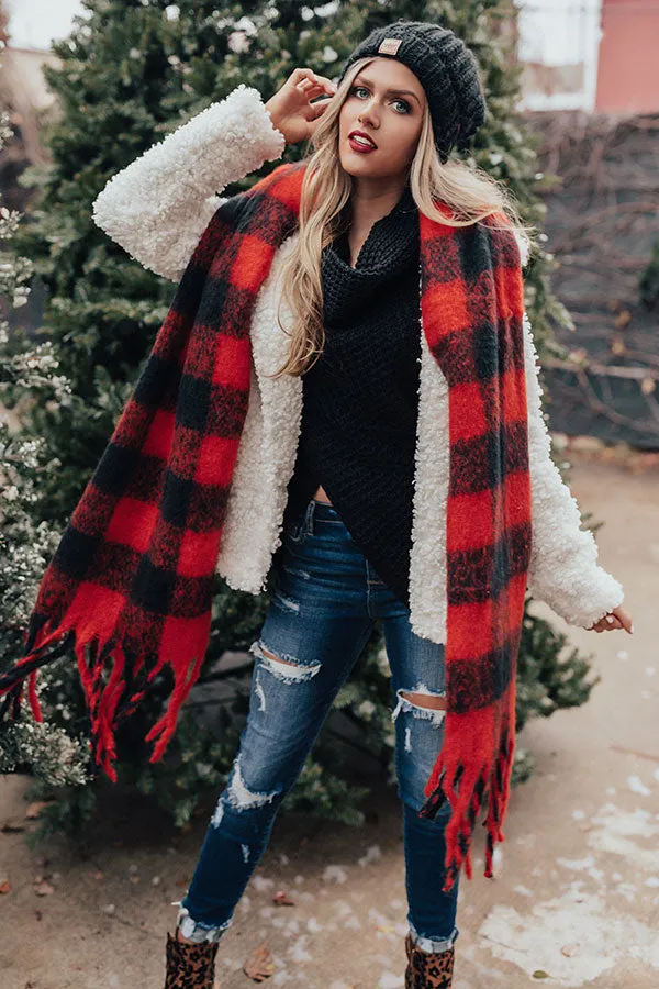 Bliss By The Fire Plaid Scarf In Red