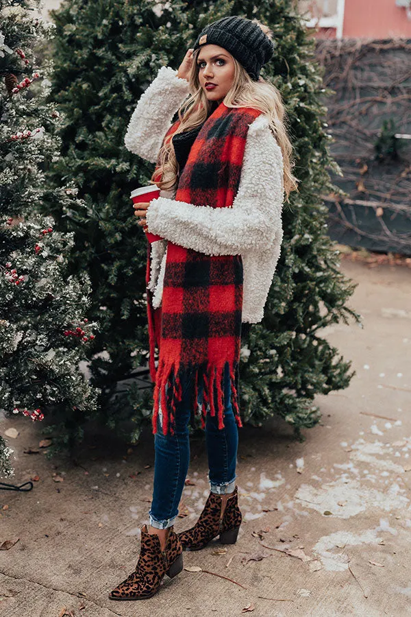 Bliss By The Fire Plaid Scarf In Red