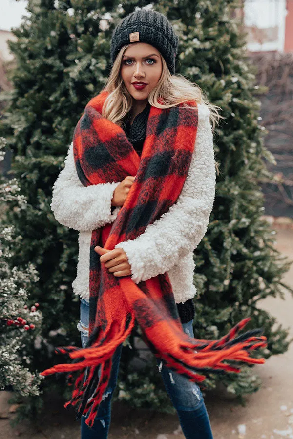 Bliss By The Fire Plaid Scarf In Red