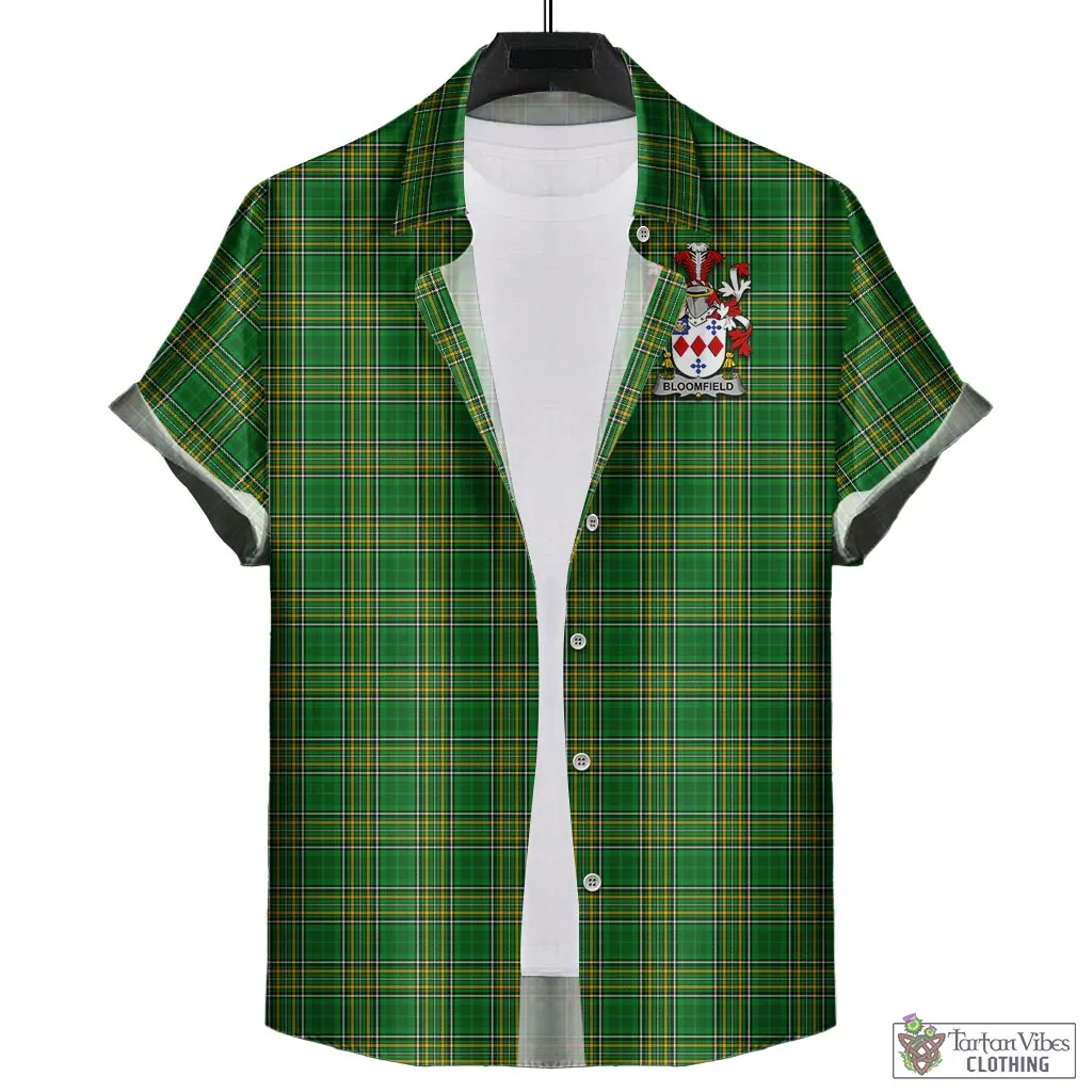 Bloomfield Irish Clan Tartan Short Sleeve Button Up with Coat of Arms