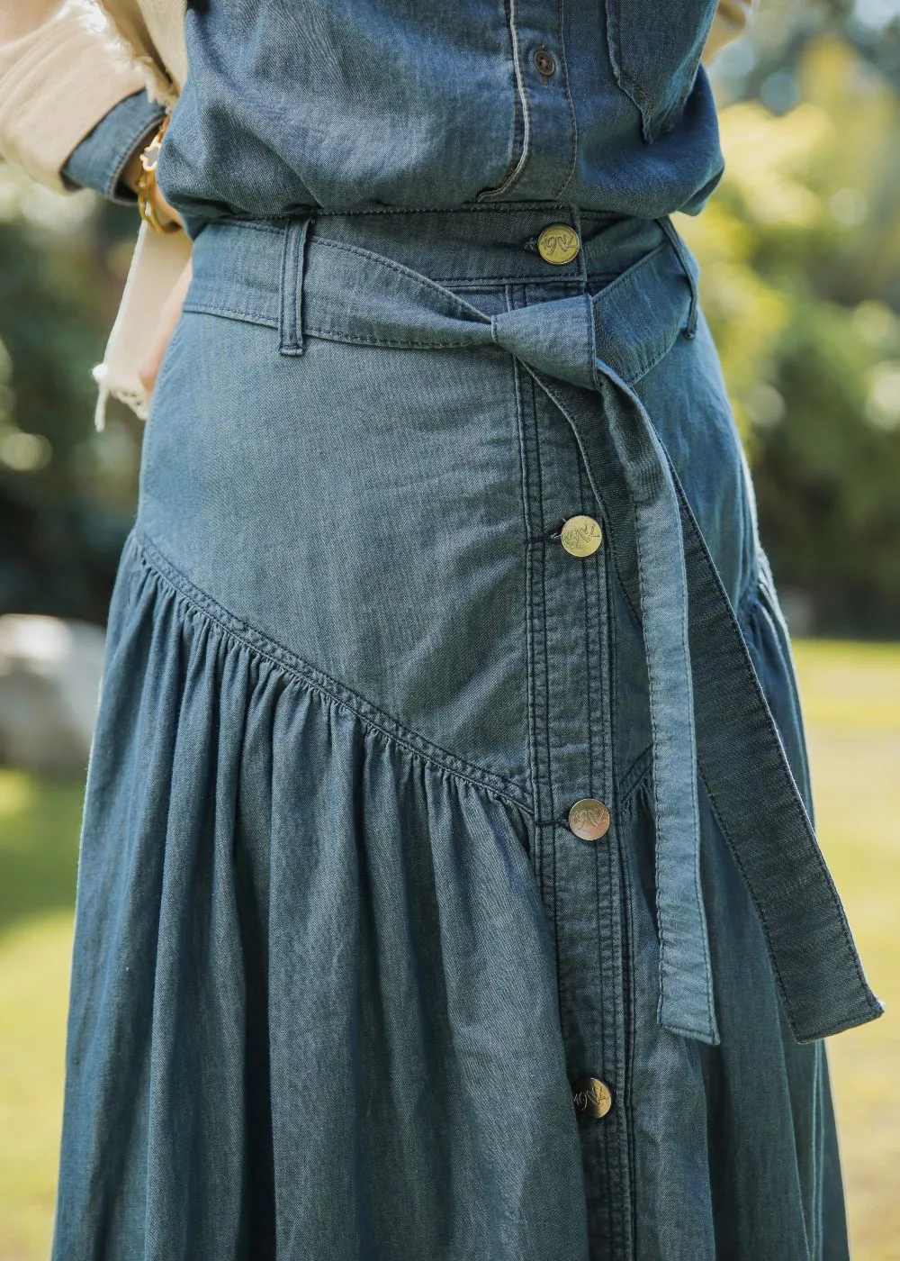 Blue Button Down Skirt