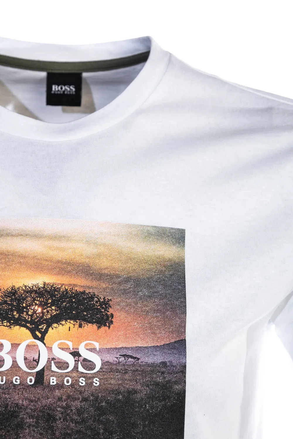 BOSS Troaar 5 T Shirt in White Safari Sunset