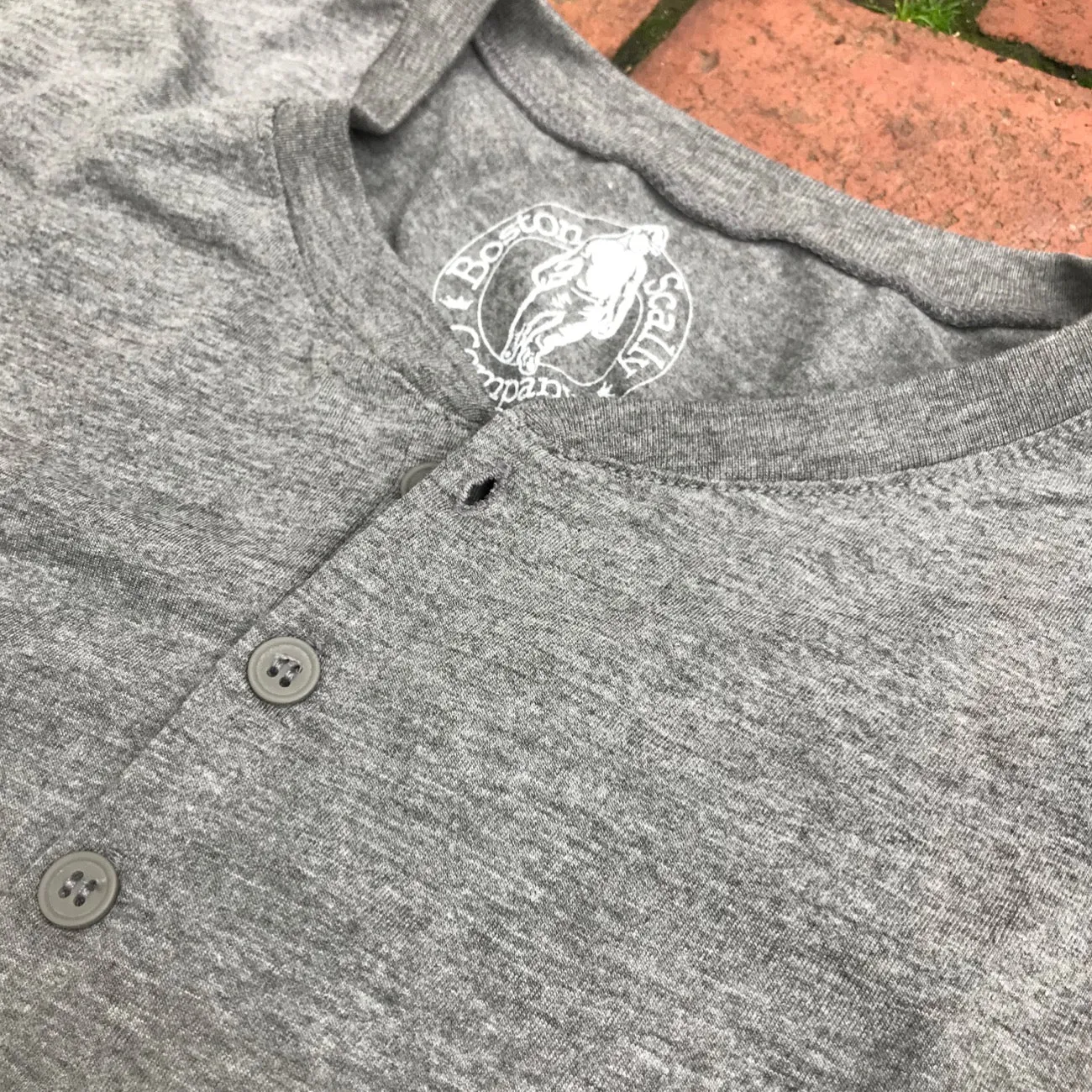 Boston Scally The Short Sleeve Henley - Vintage Grey