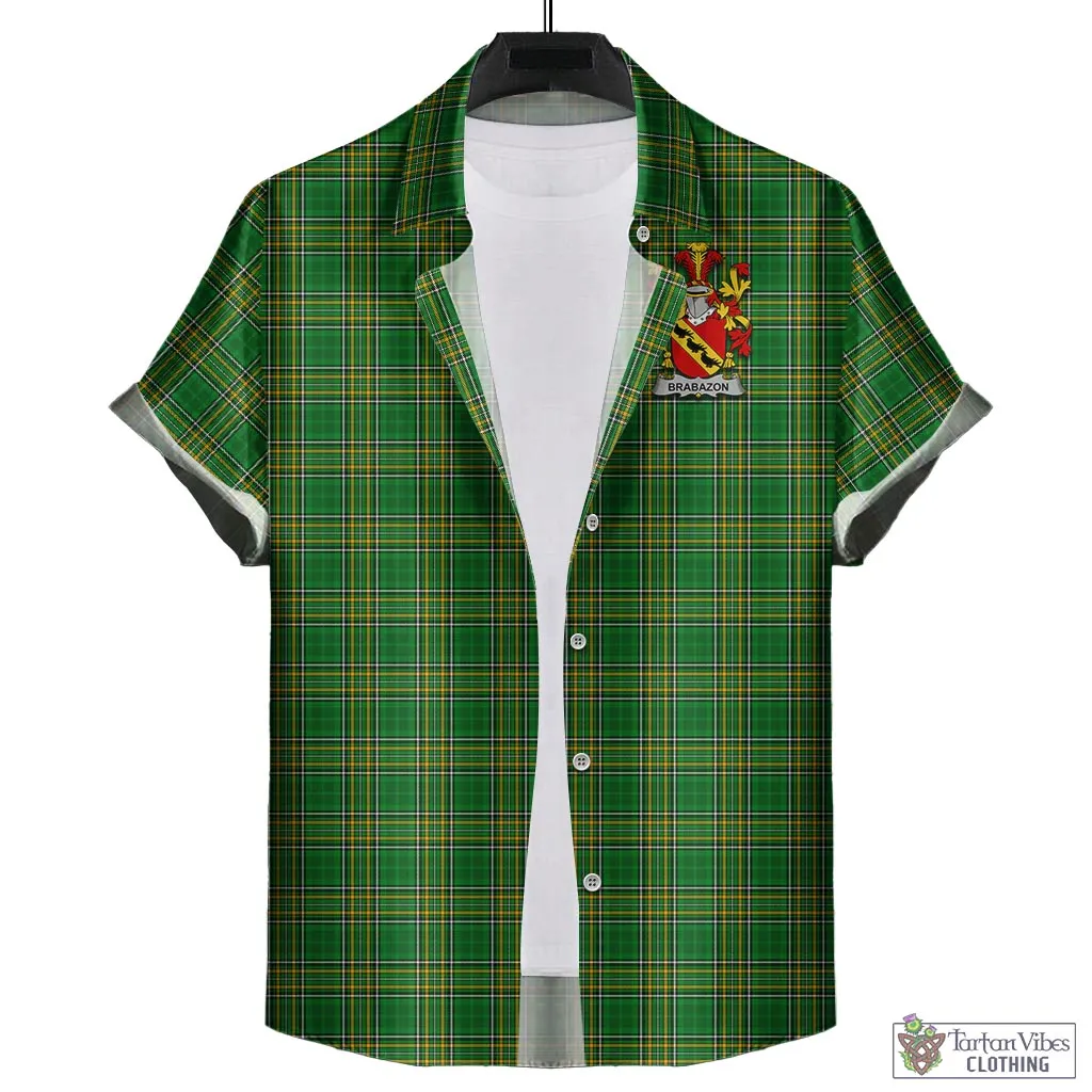 Brabazon Irish Clan Tartan Short Sleeve Button Up with Coat of Arms