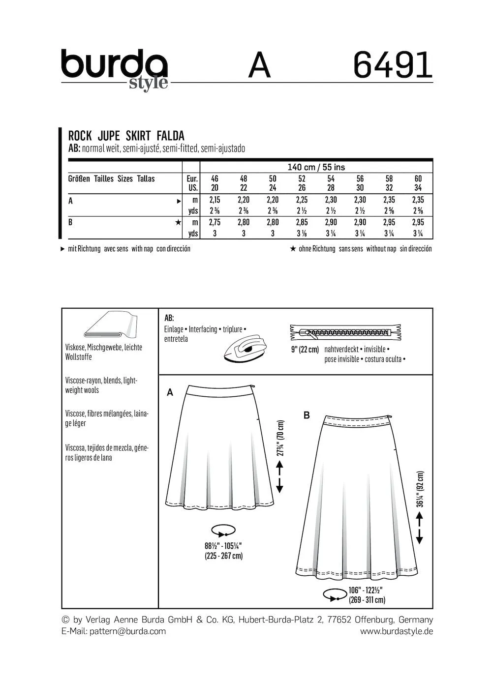 Burda Pattern 6491 (20-34)