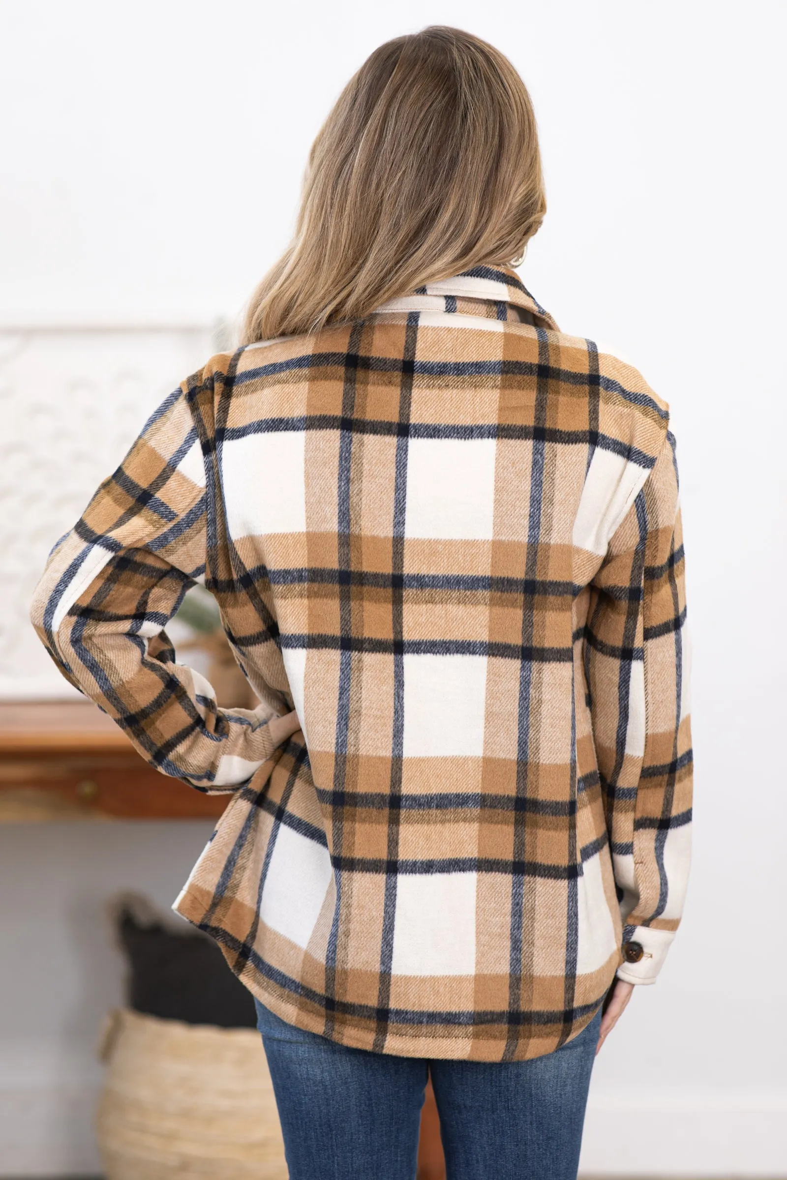 Camel and Ivory Plaid Shacket