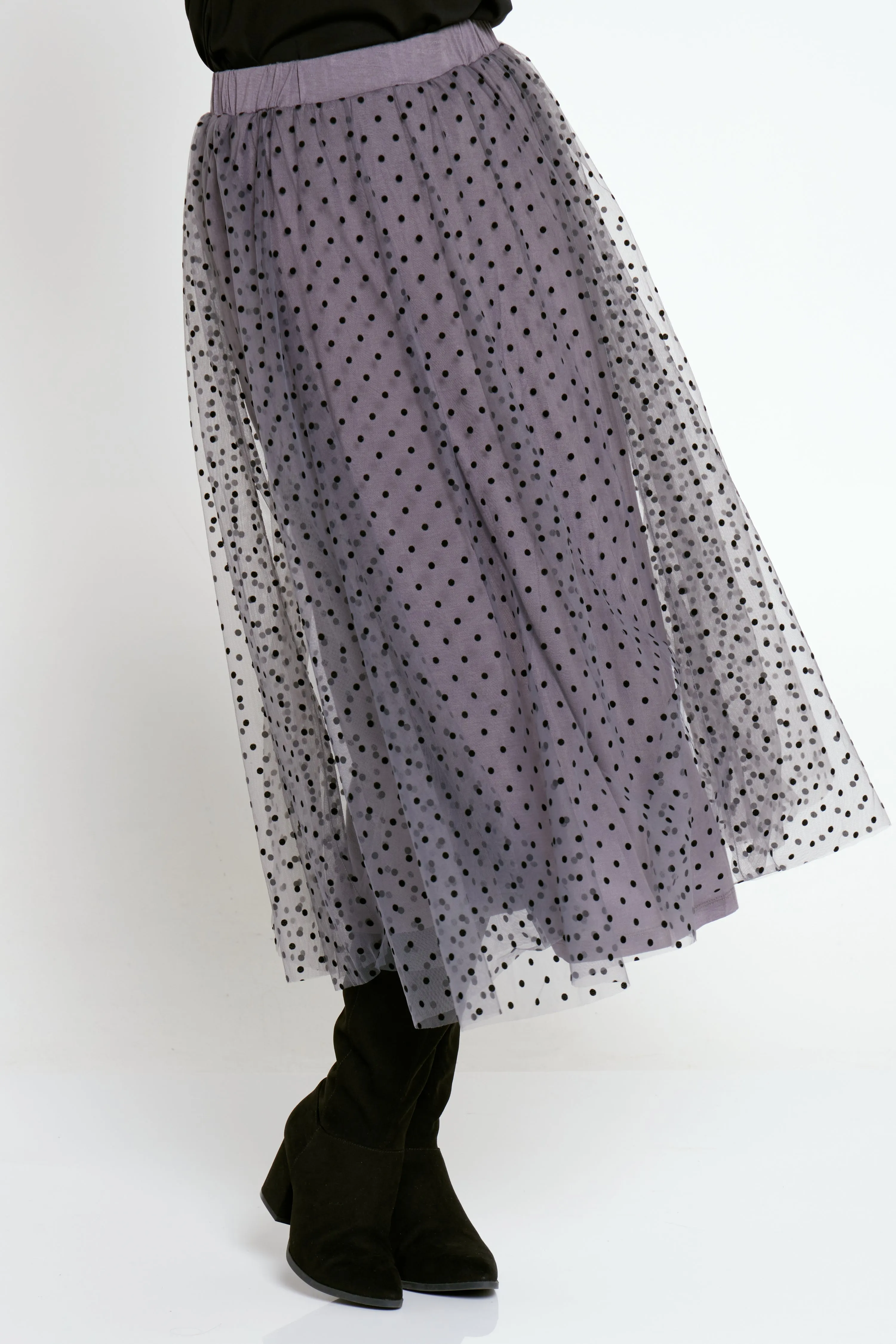 Carrie Tulle Skirt - Steel/Micro Spot