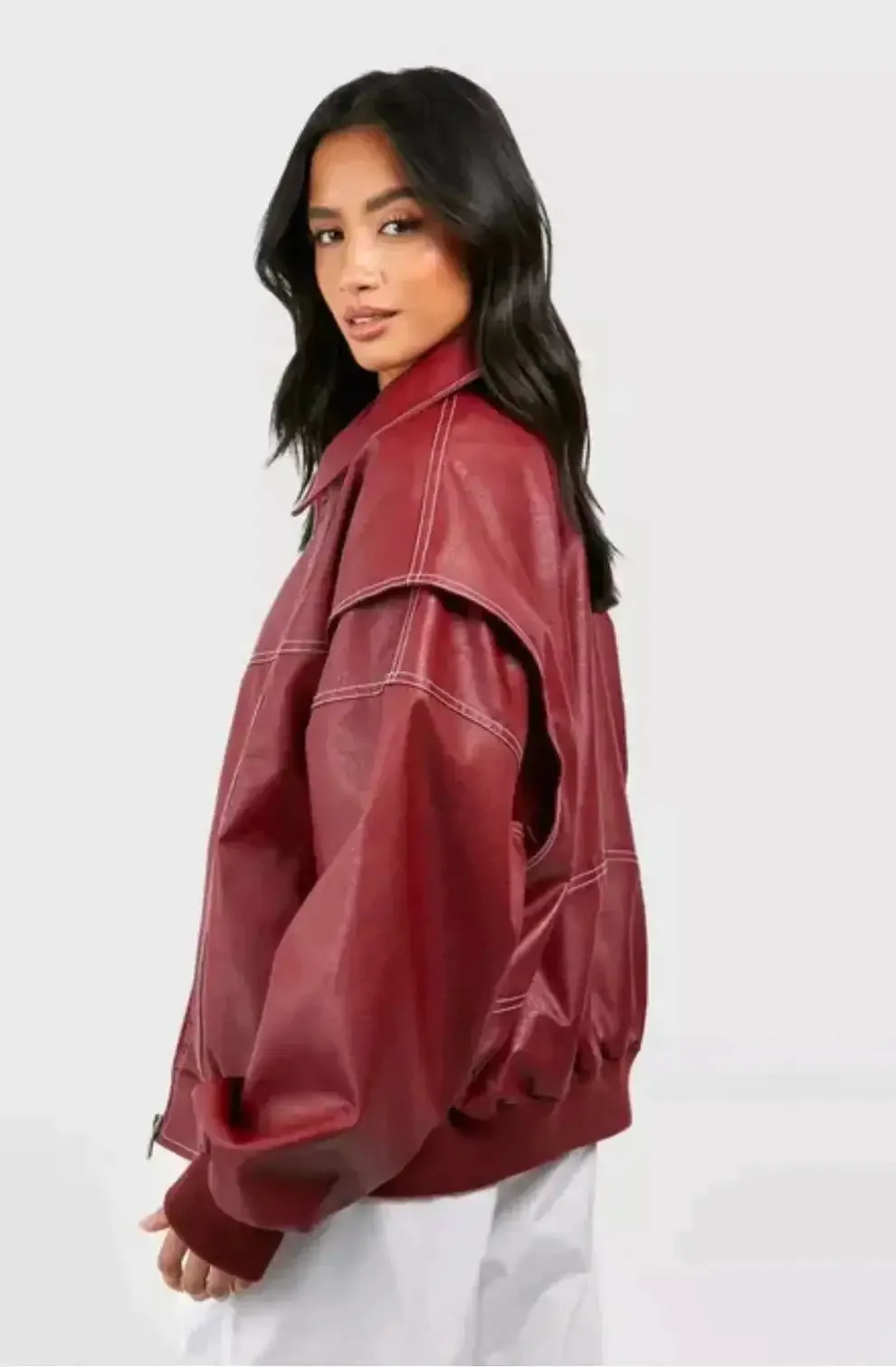 Casual Oversized Leather Jacket Women Fashion