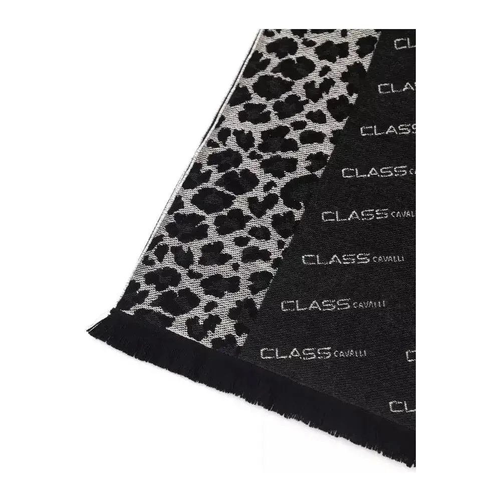 Cavalli Class Black Wool Men Scarf