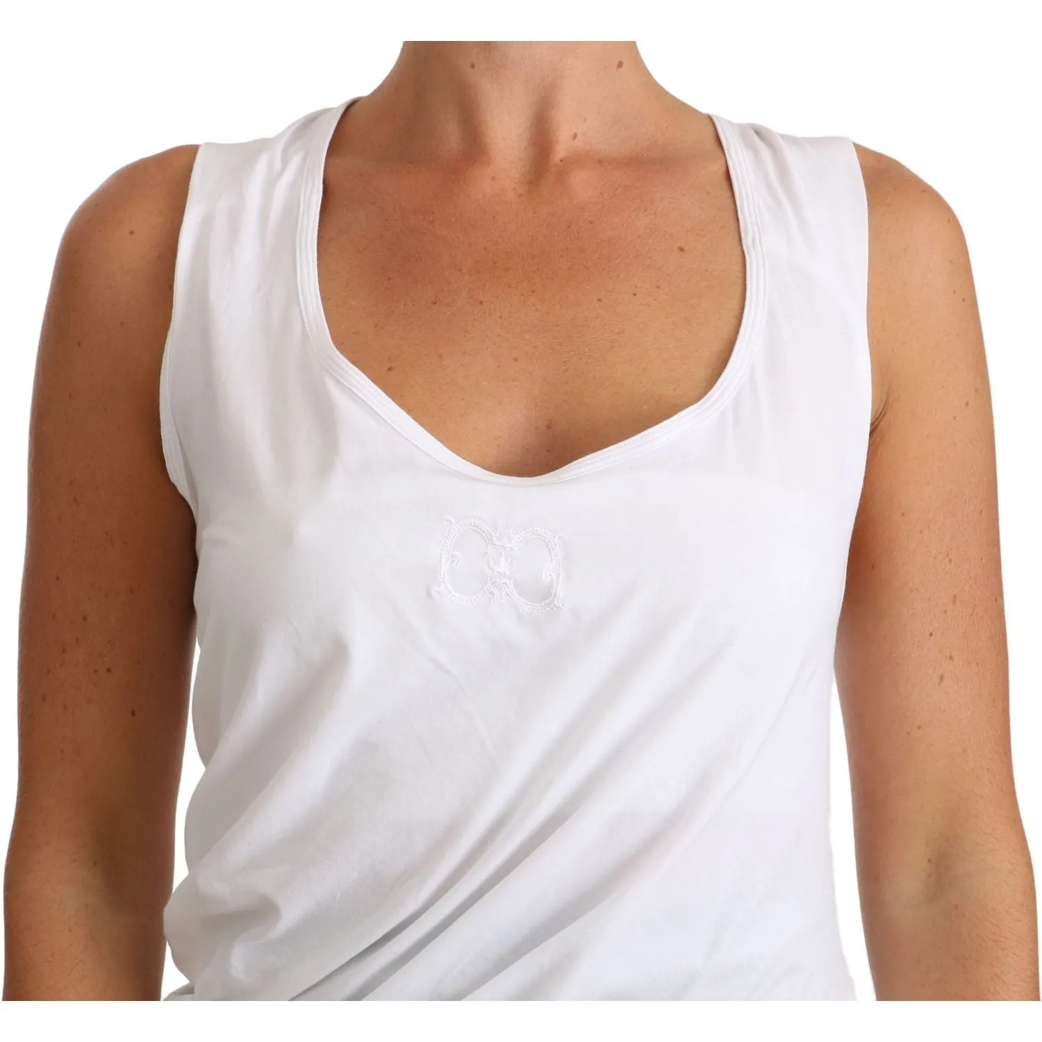 Cavalli Elegant White Tie Back Tank Top Tee