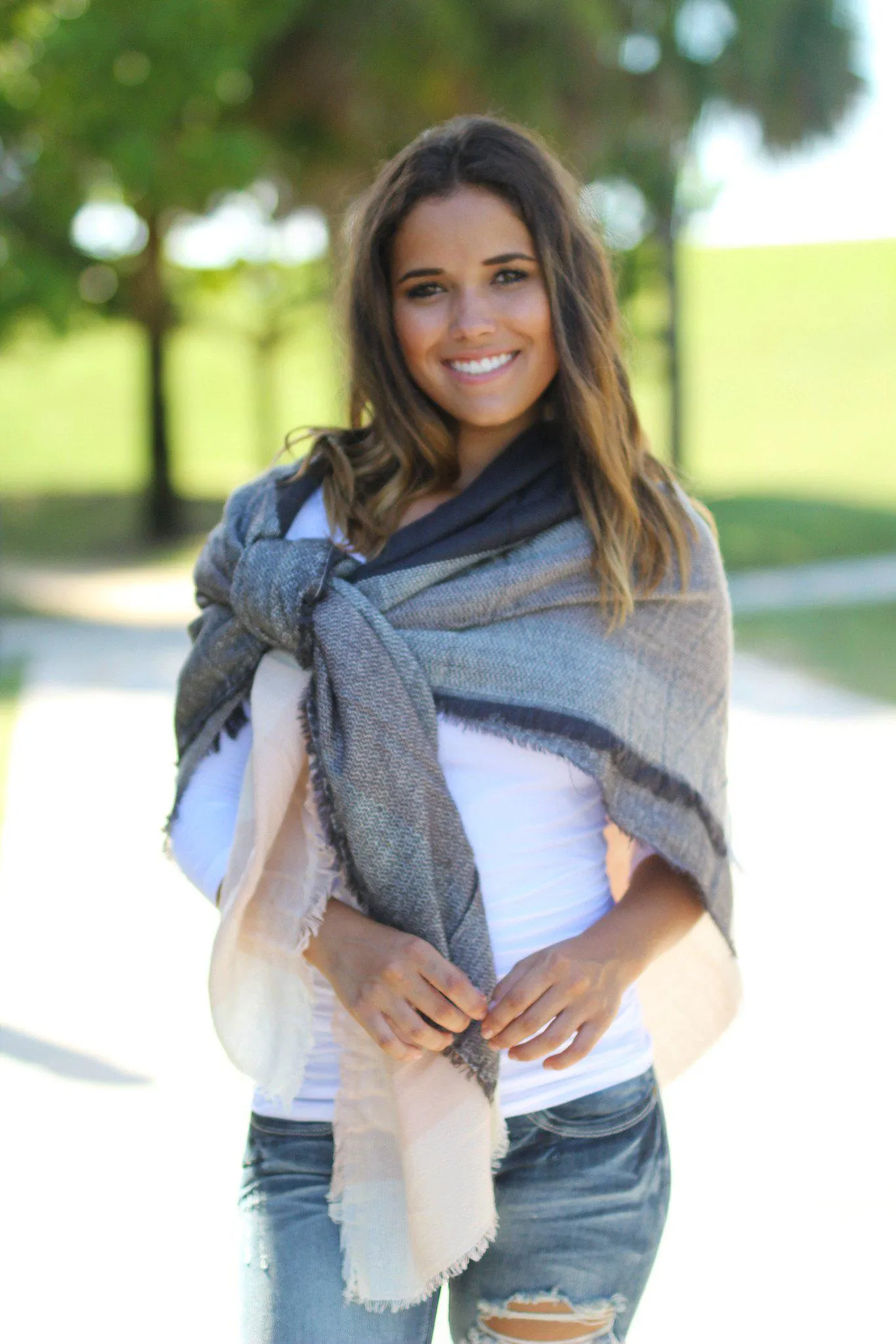 Charcoal and Light Pink Scarf