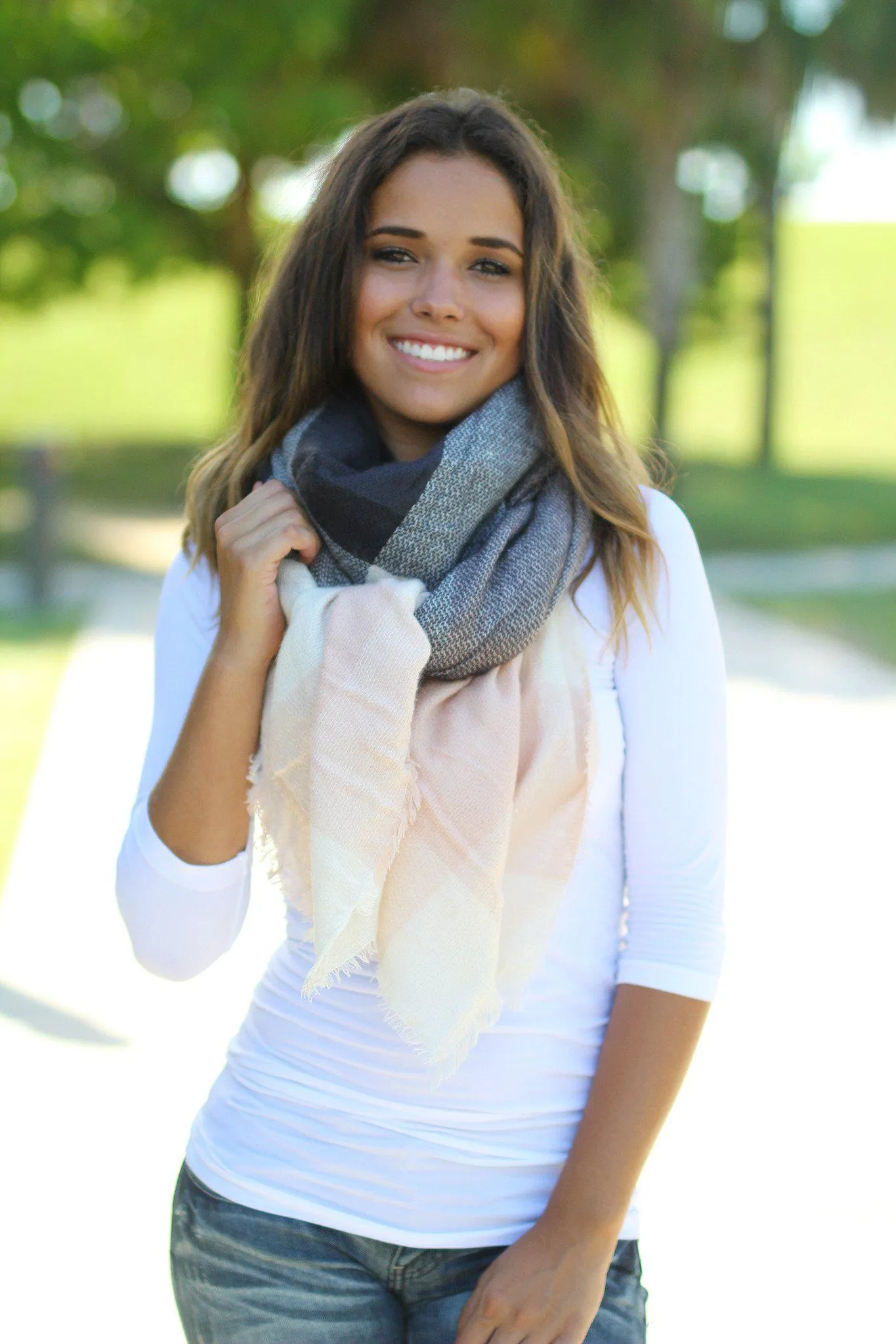 Charcoal and Light Pink Scarf