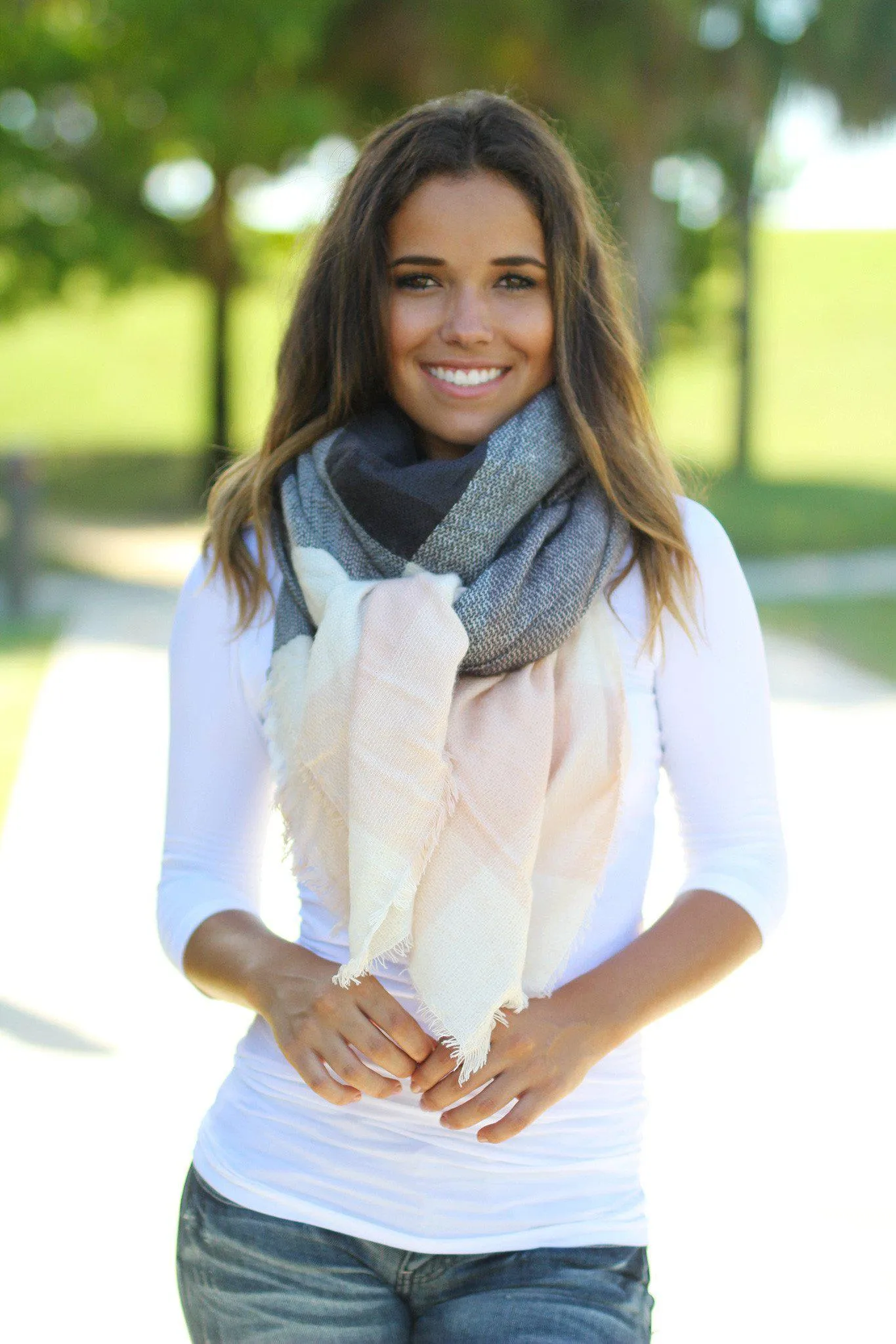 Charcoal and Light Pink Scarf