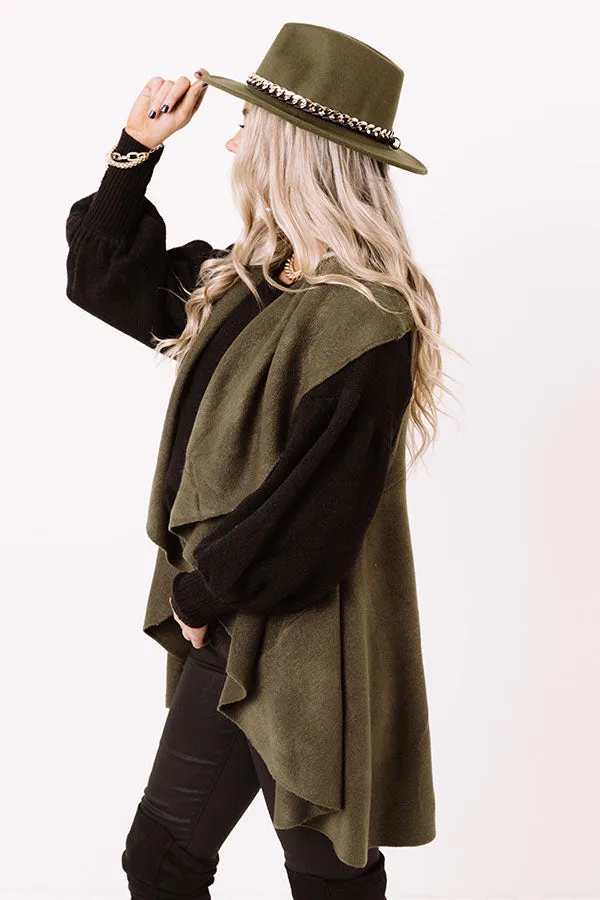 Chic In The Moment Poncho In Army Green