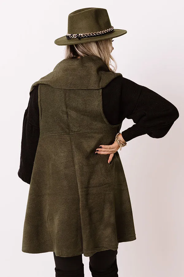 Chic In The Moment Poncho In Army Green