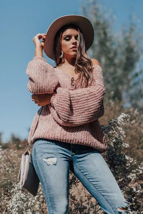 Chill Weekend Chenille Sweater In Blush