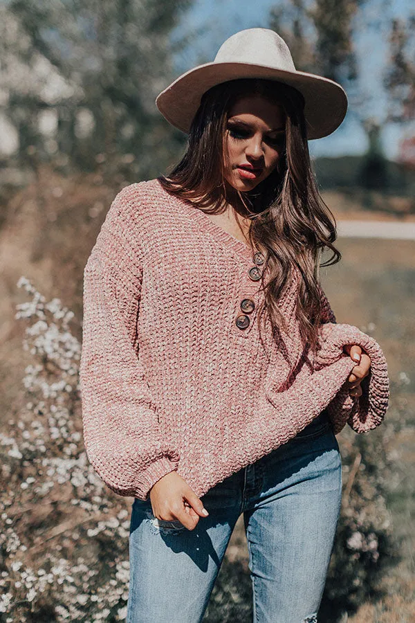 Chill Weekend Chenille Sweater In Blush