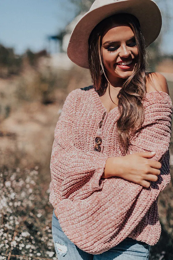 Chill Weekend Chenille Sweater In Blush